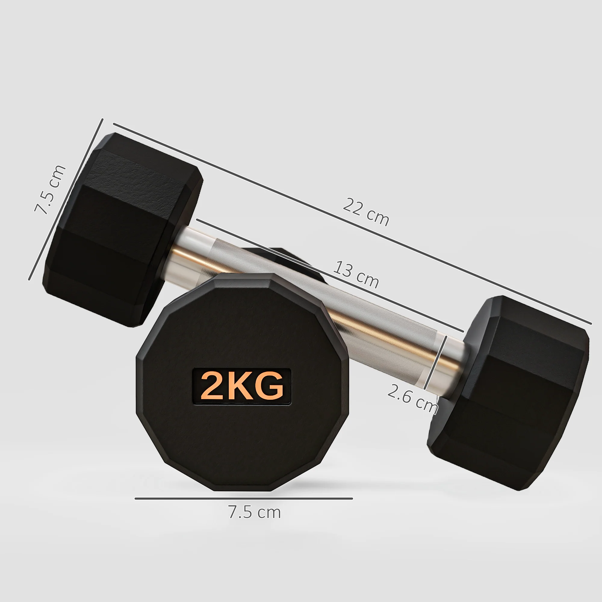SPORTNOW Dumbbells Weights Set With 12-Sided Shape And Non-Slip Grip, 2 X 2kg - Image 5