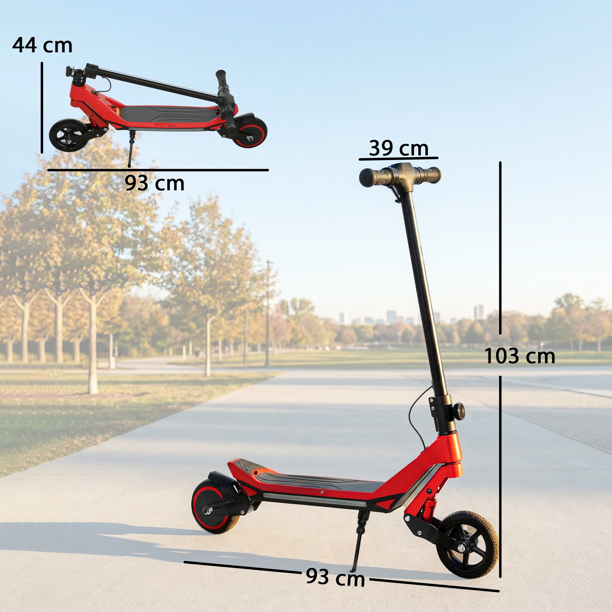 SPORTNOW Electric Scooter for Kids, Foldable E Scooter for Age Age 6+ Red - Image 5