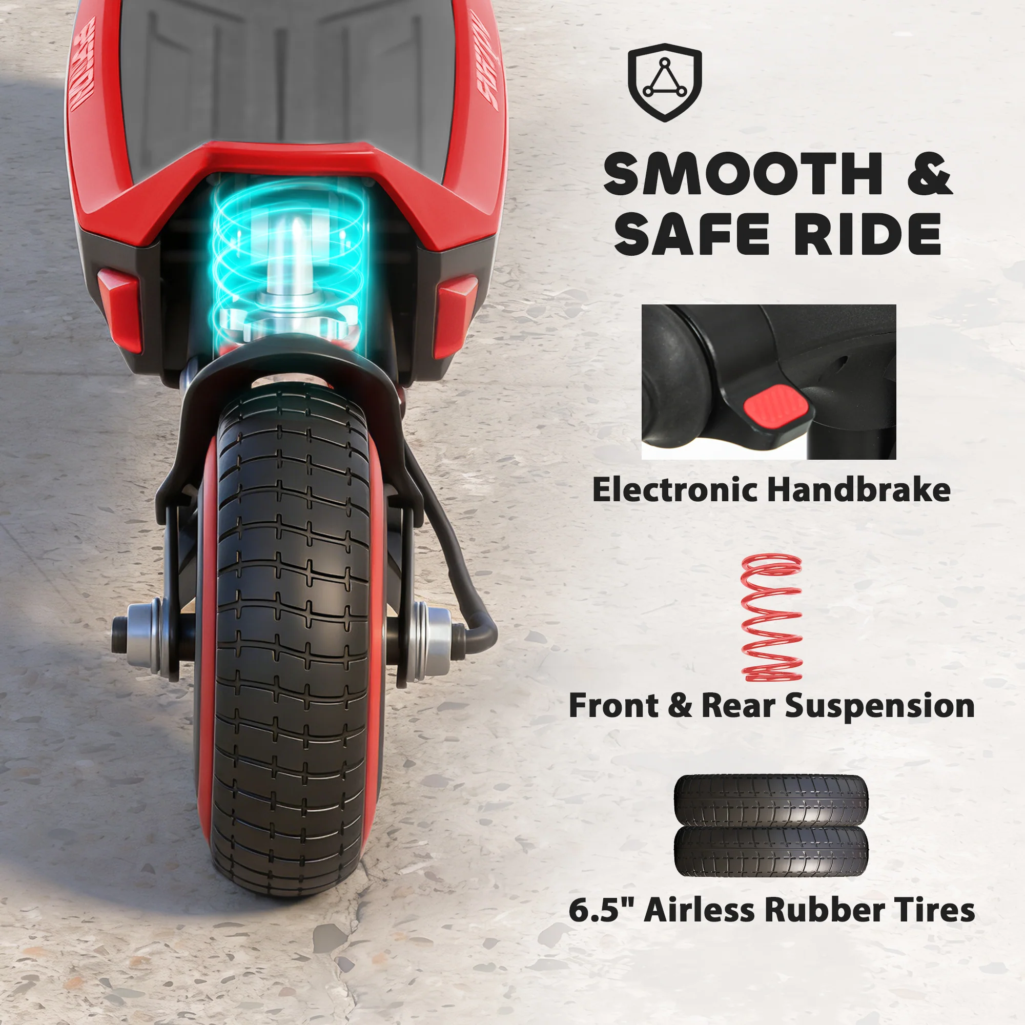 SPORTNOW Electric Scooter for Kids, Foldable E Scooter for Age Age 6+ Red - Image 6
