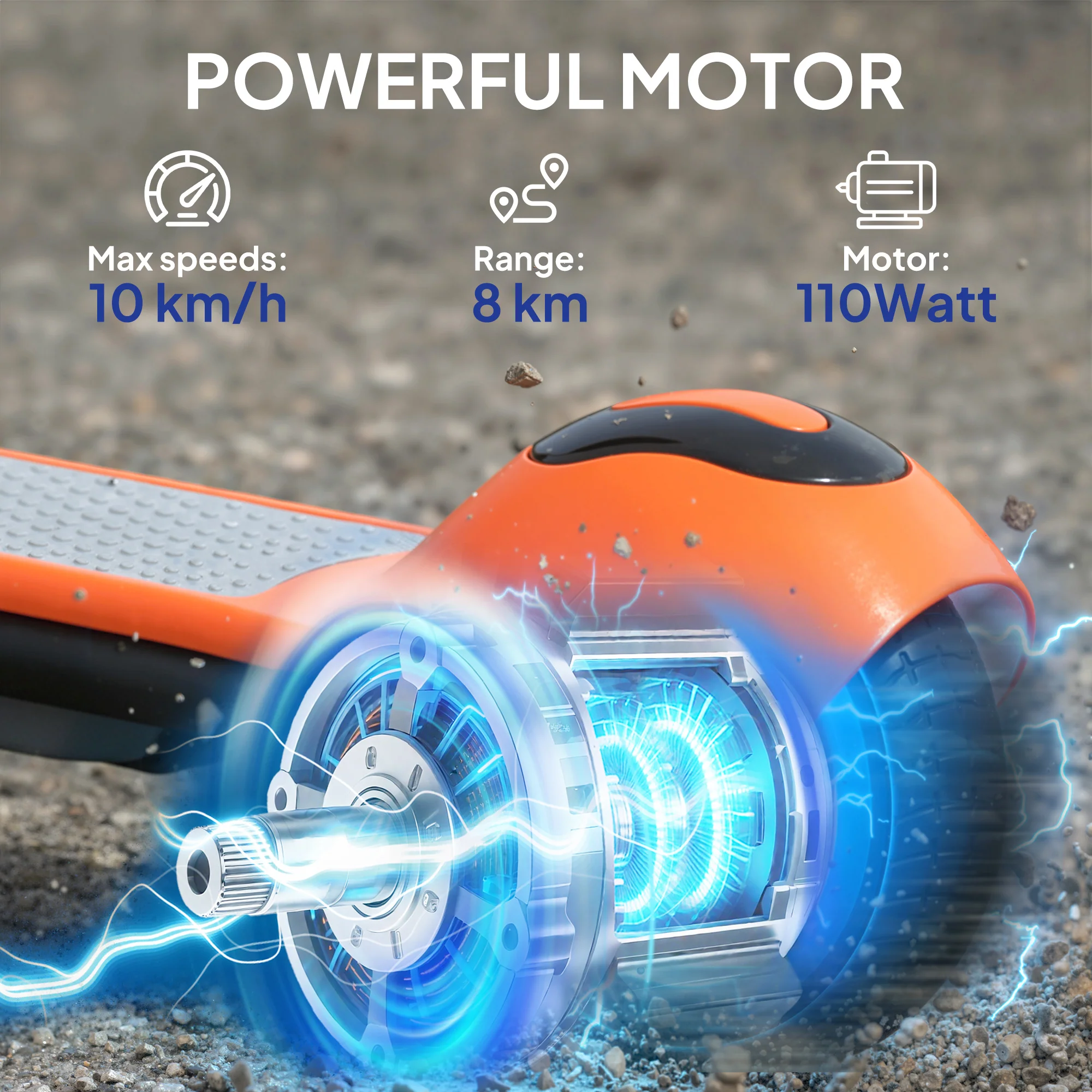 SPORTNOW Electric Scooter, Lightweight E Scooter With LED Display, Orange - Image 4