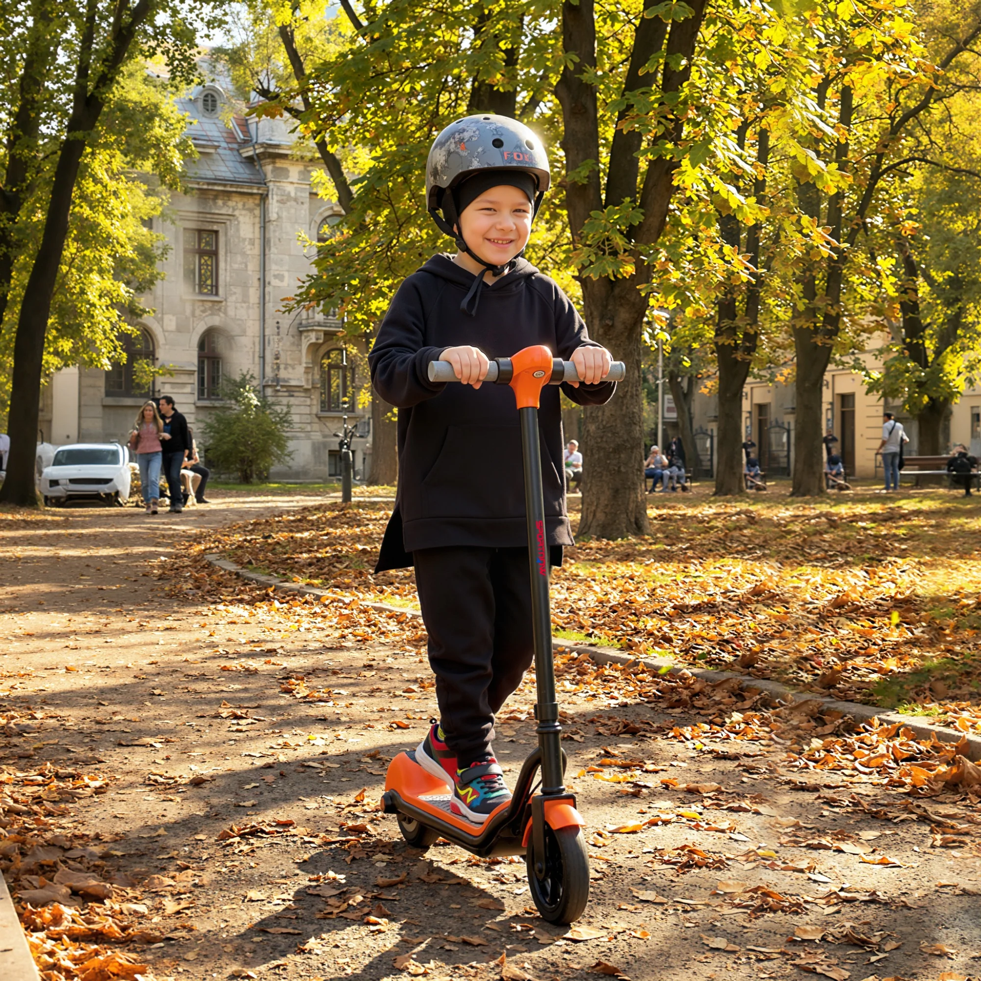 SPORTNOW Electric Scooter, Lightweight E Scooter With LED Display, Orange - Image 9