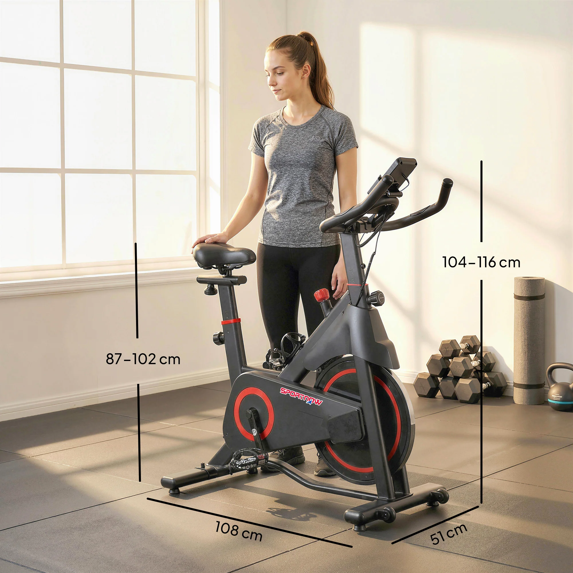 SPORTNOW Exercise Bike, Stationary Bike With Adjustable Magnetic Resistance - Image 3