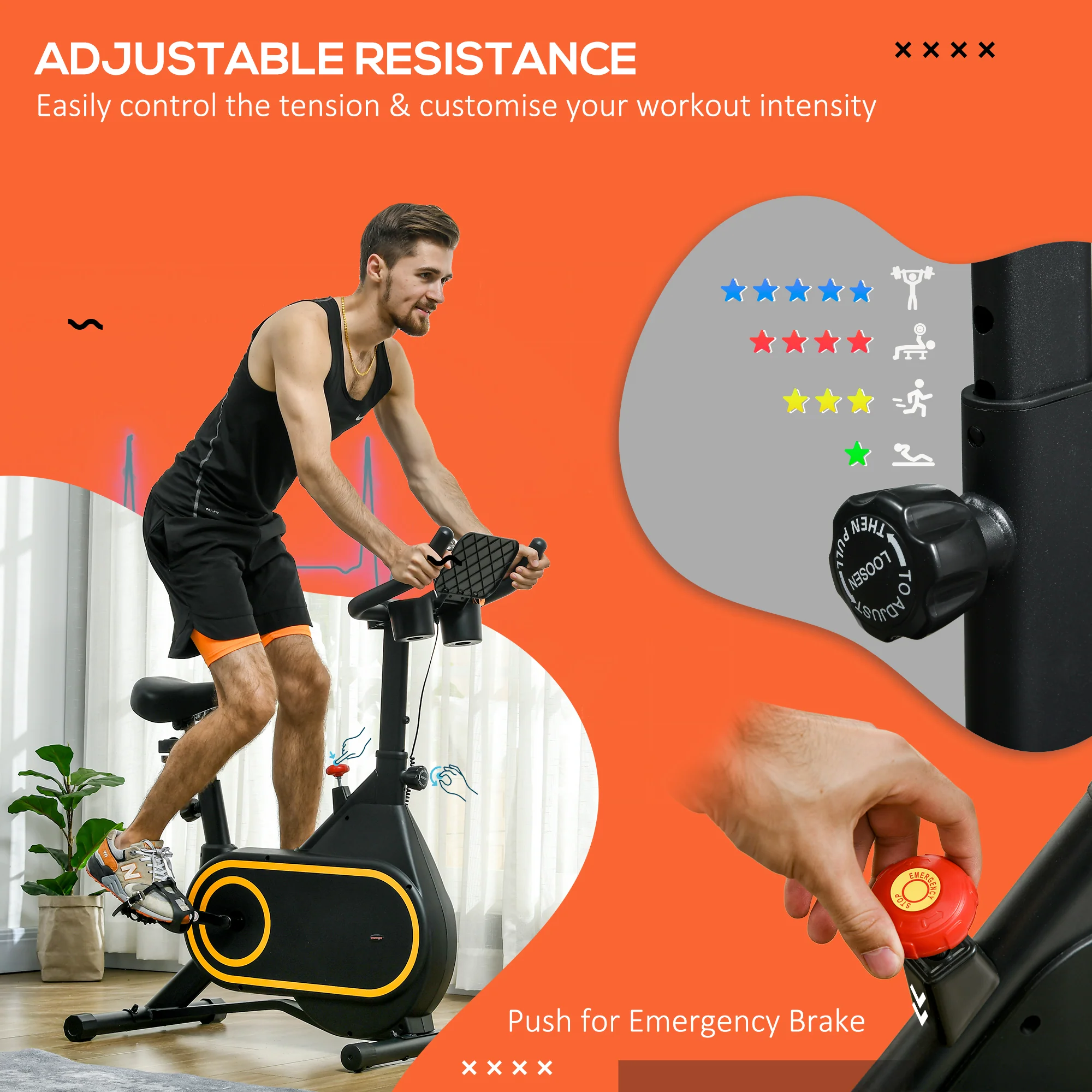 SPORTNOW Exercise Bike Stationary Bike with LCD Display for Home Cardio Workout - Image 3