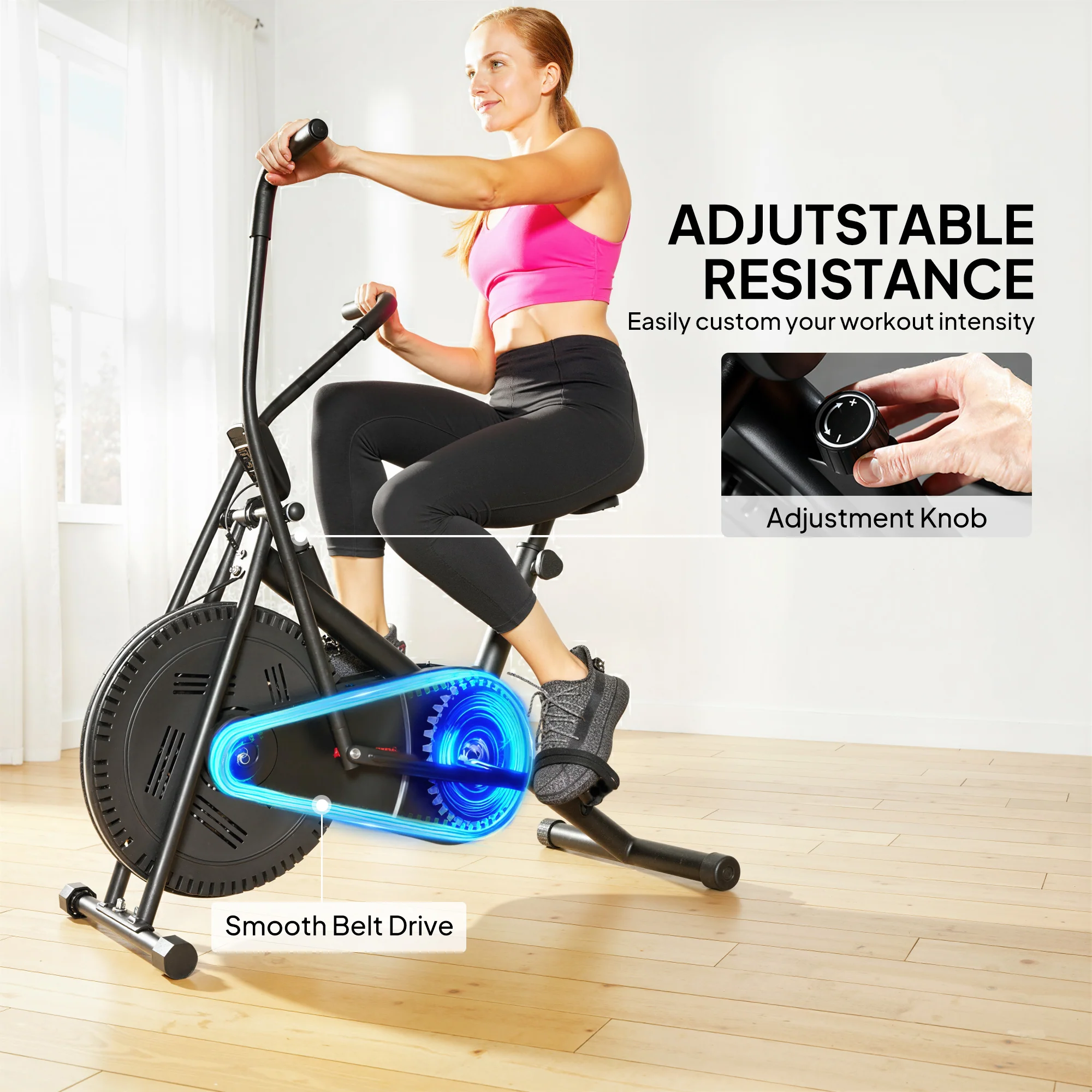 SPORTNOW Exercise Bike with Adjustable Seat, LCD Display, Smooth Belt Drive - Image 3