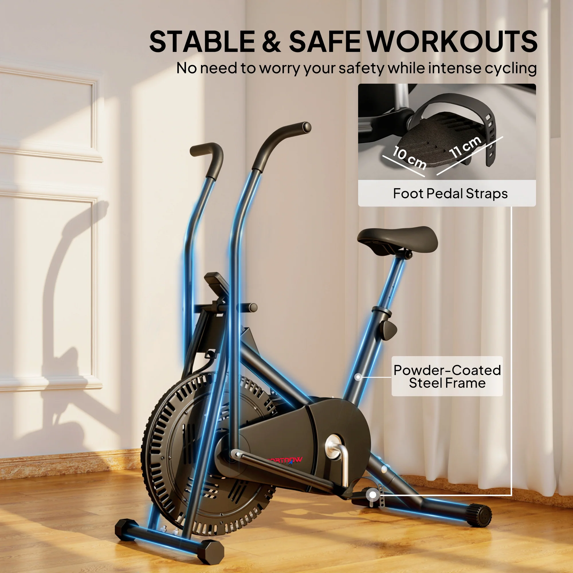 SPORTNOW Exercise Bike with Adjustable Seat, LCD Display, Smooth Belt Drive - Image 7