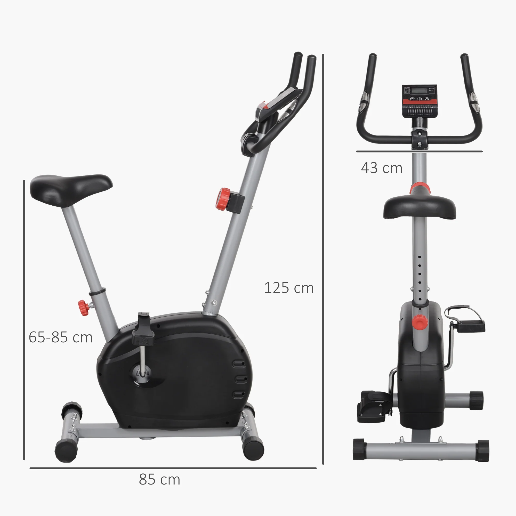 SPORTNOW Exercise Bike with Heart Rate Sensor for Home Use, Grey - Image 5