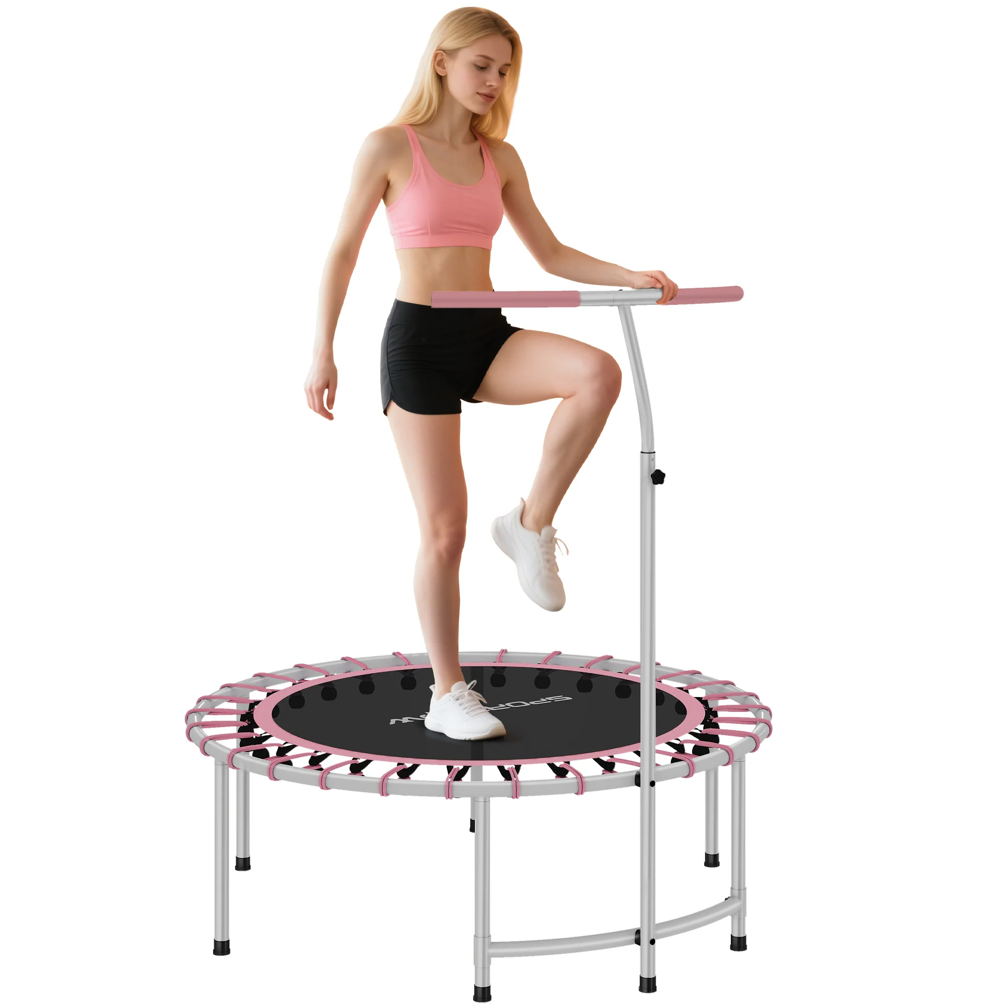 SPORTNOW Fitness Trampoline With 5-Level Adjustable Handle