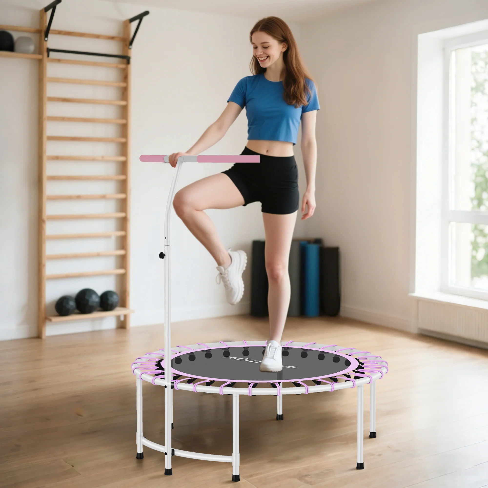 SPORTNOW Fitness Trampoline With 5-Level Adjustable Handle - Image 11
