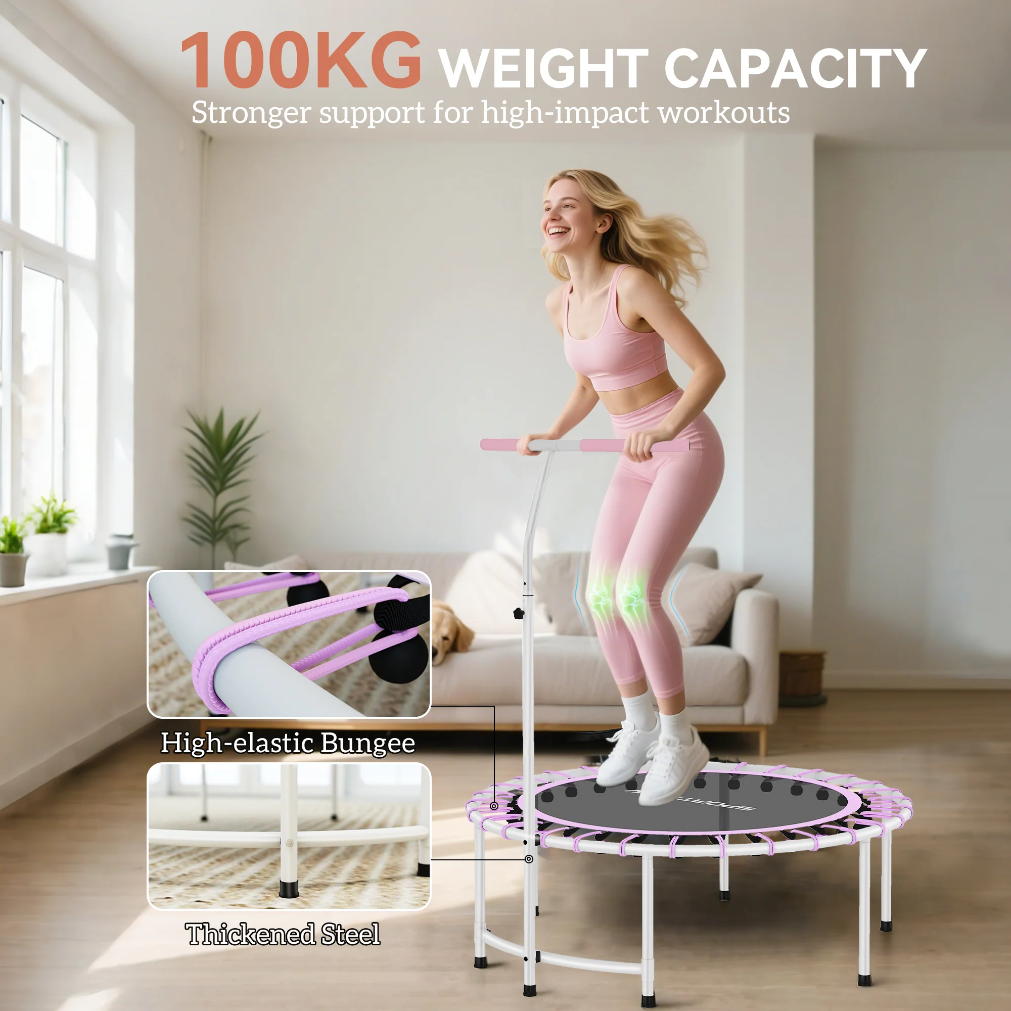 SPORTNOW Fitness Trampoline With 5-Level Adjustable Handle - Image 13