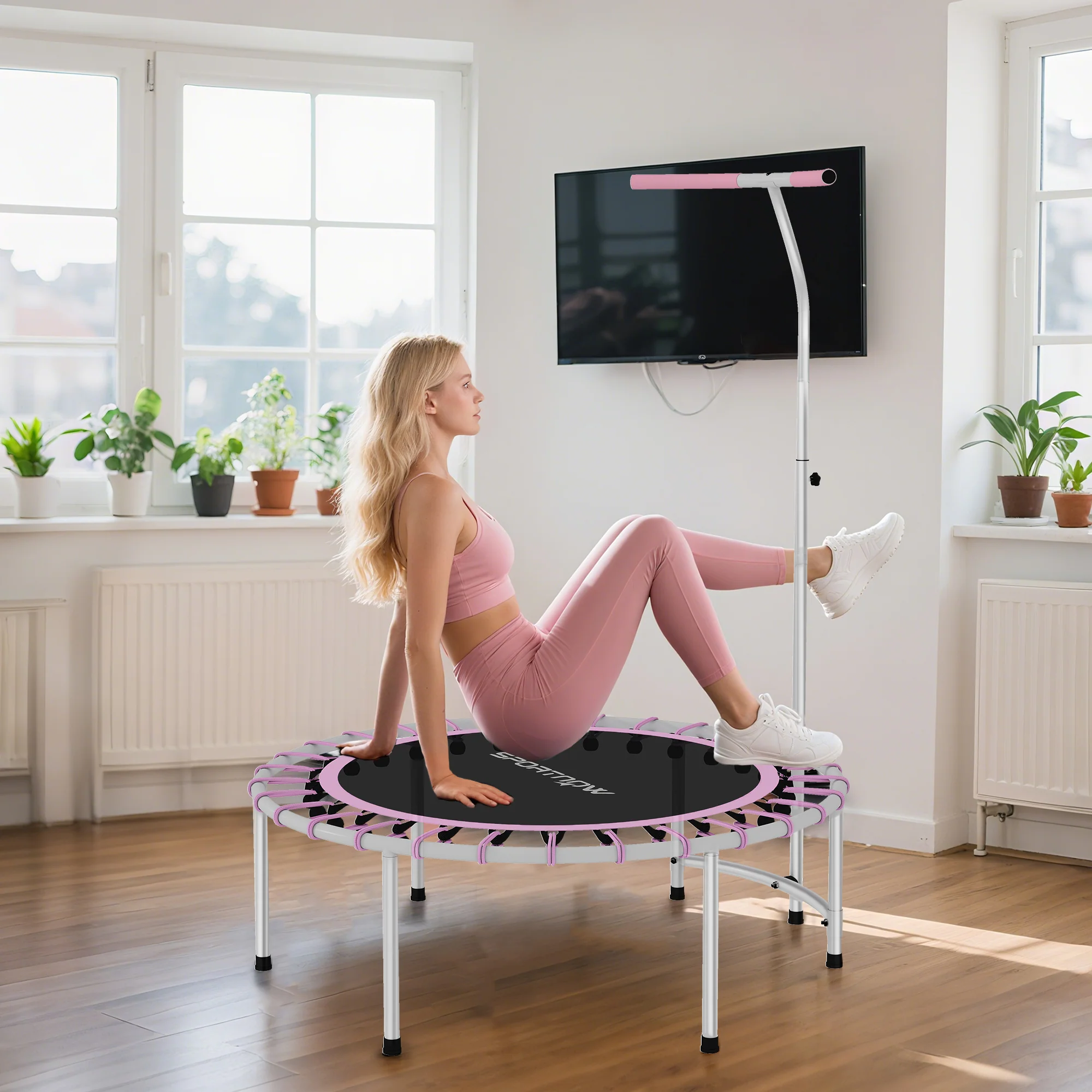 SPORTNOW Fitness Trampoline With 5-Level Adjustable Handle - Image 18