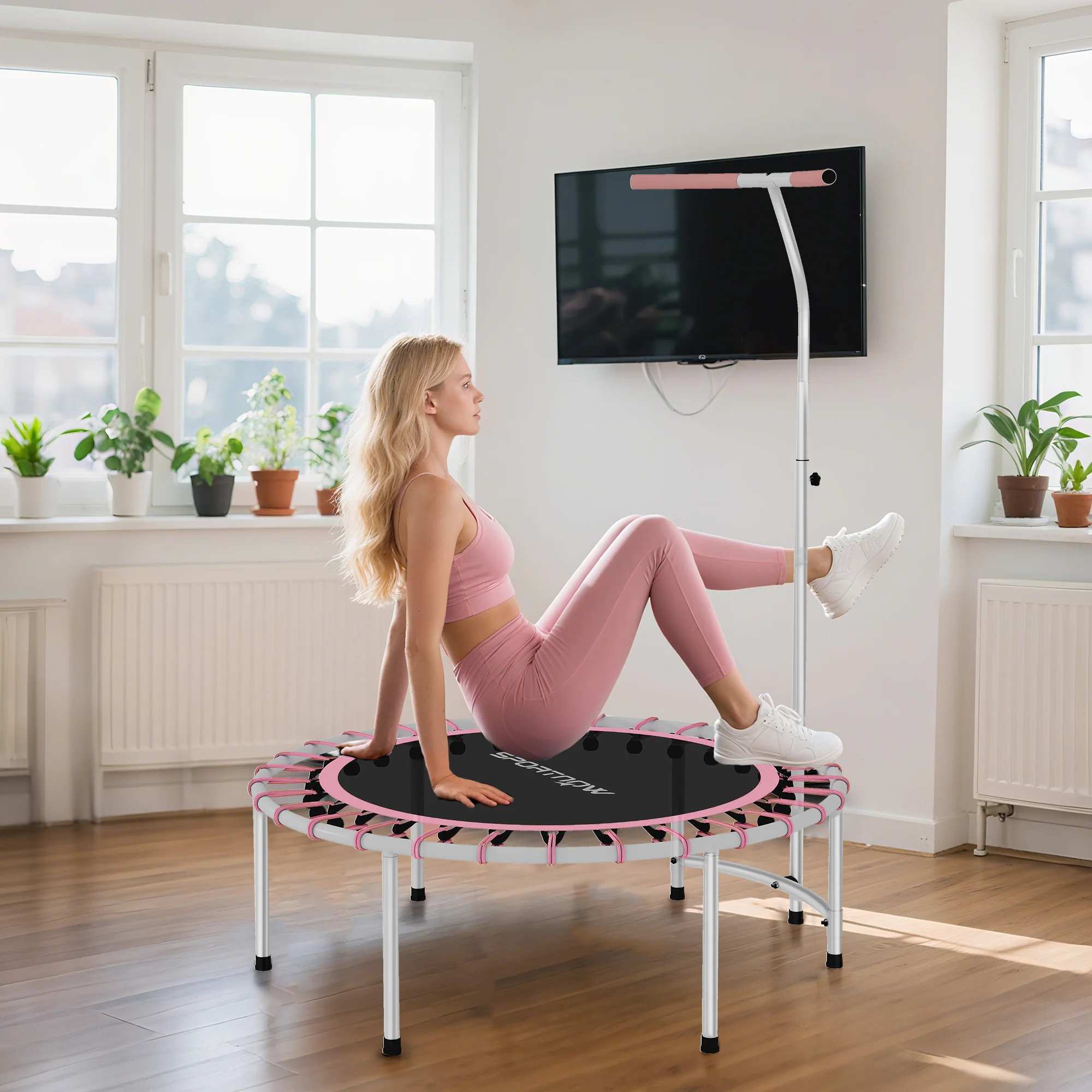SPORTNOW Fitness Trampoline With 5-Level Adjustable Handle - Image 9