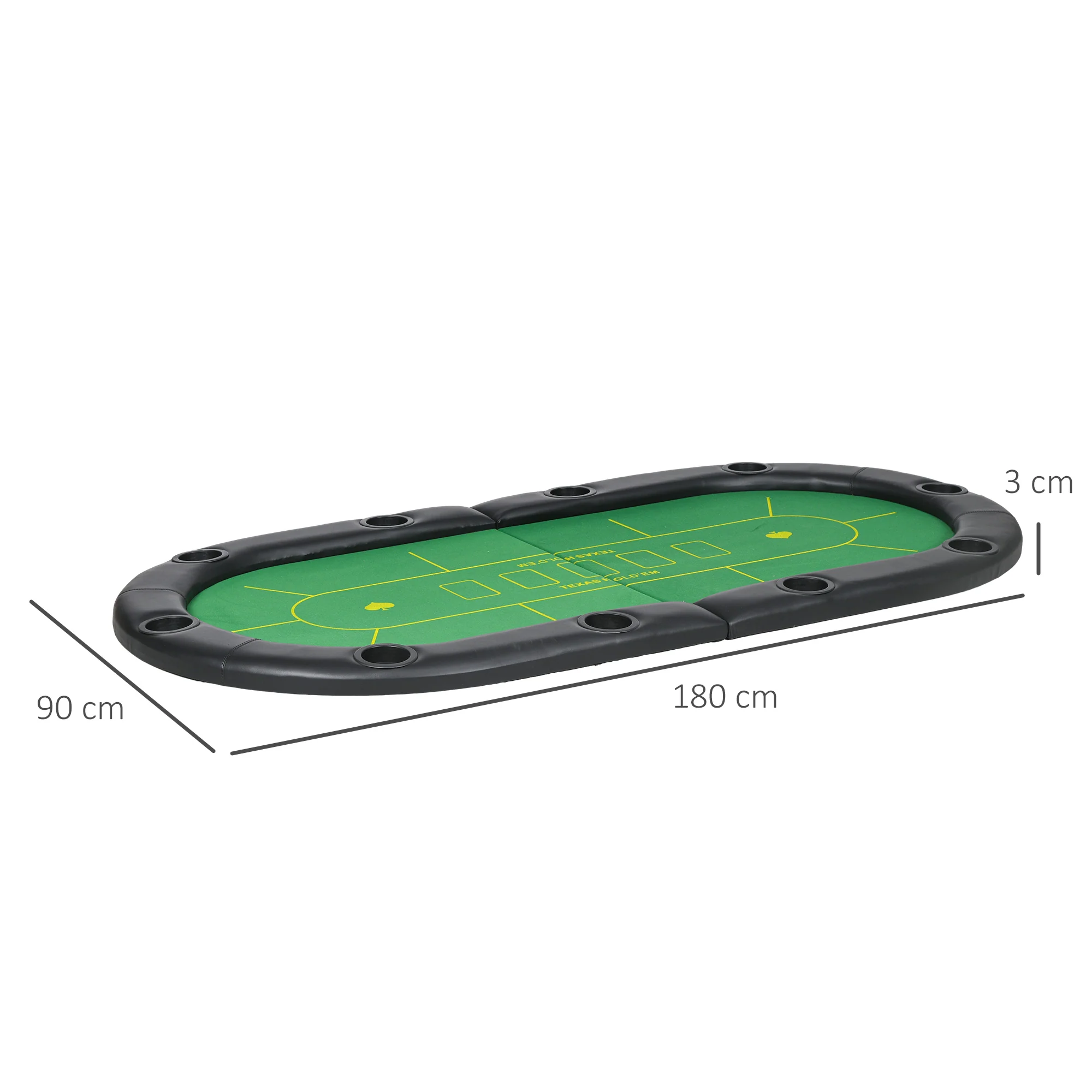 SPORTNOW Foldable Poker Mat, 10-Player Table Top With Cup Holders, Carry Bag - Image 5