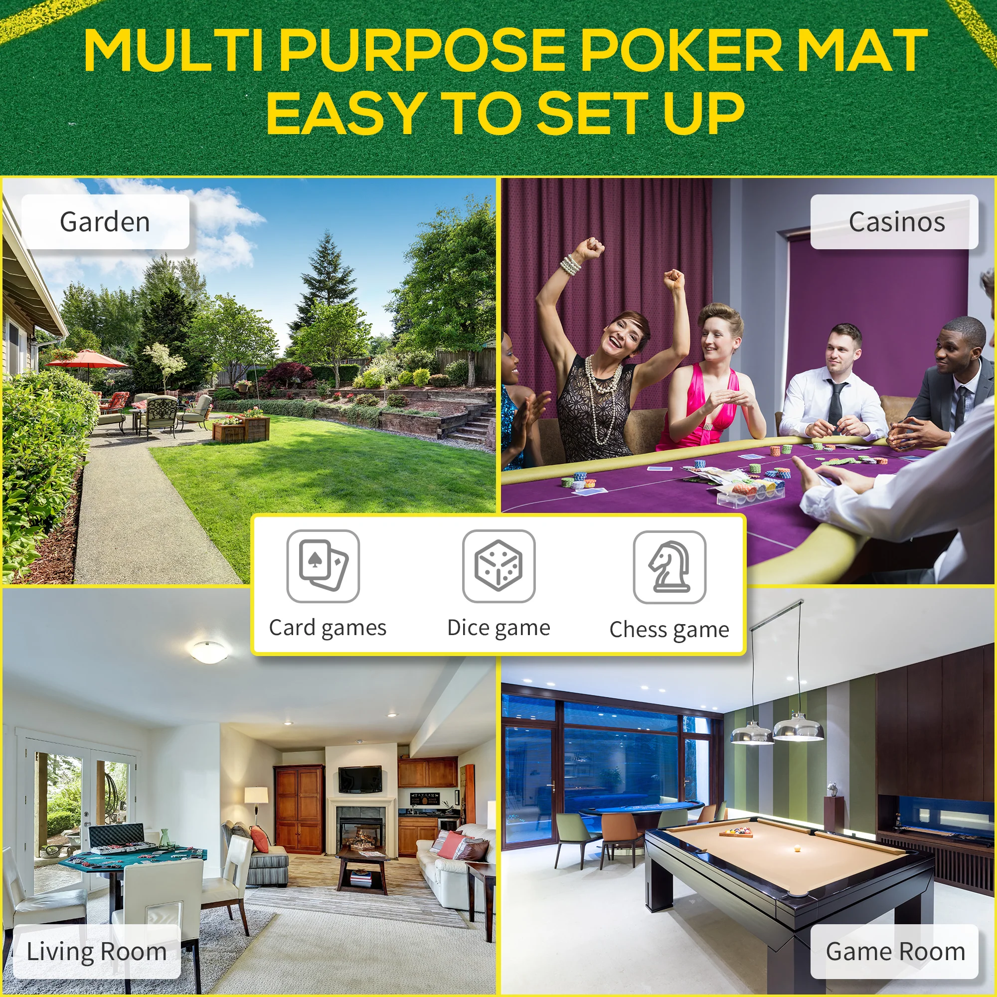 SPORTNOW Foldable Poker Mat, 10-Player Table Top With Cup Holders, Carry Bag - Image 7