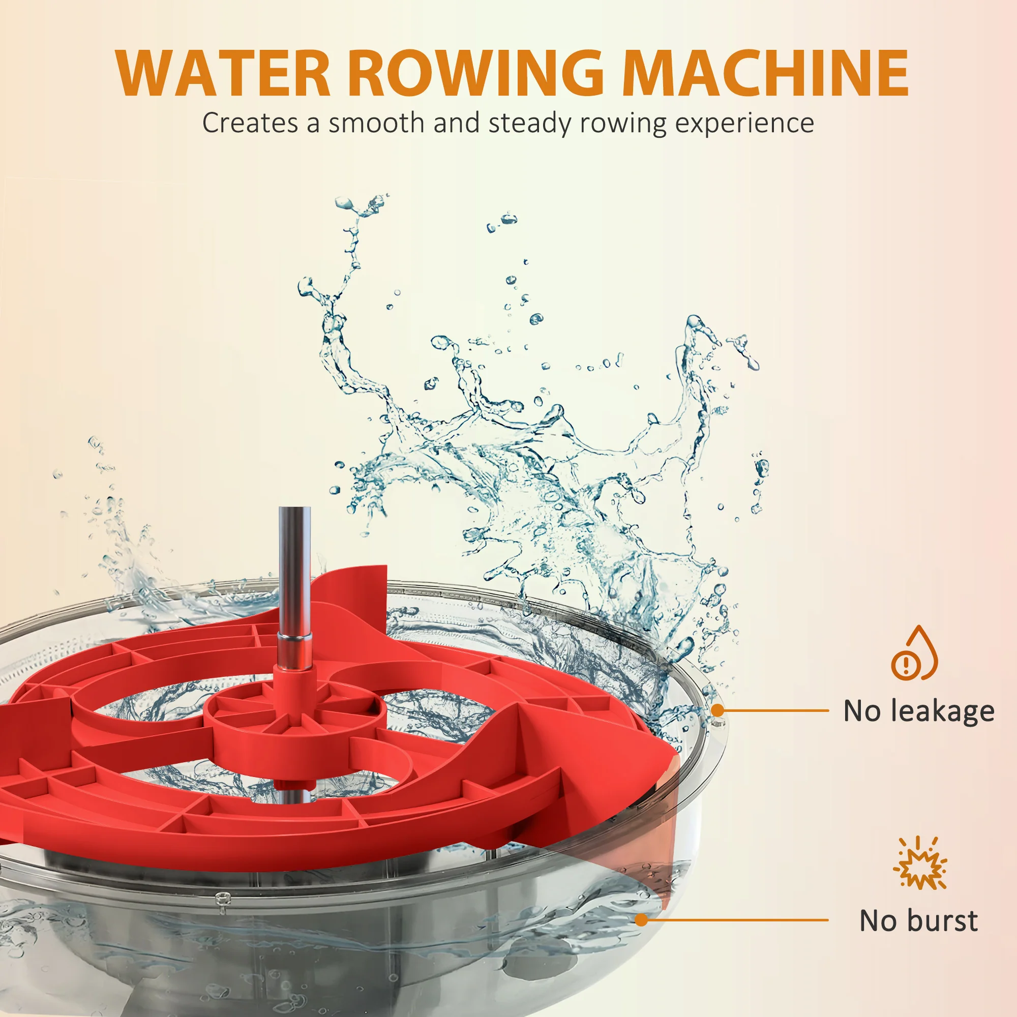 SPORTNOW Foldable Water Rowing Machine with Wheels and LCD Monitor, Black - Image 3