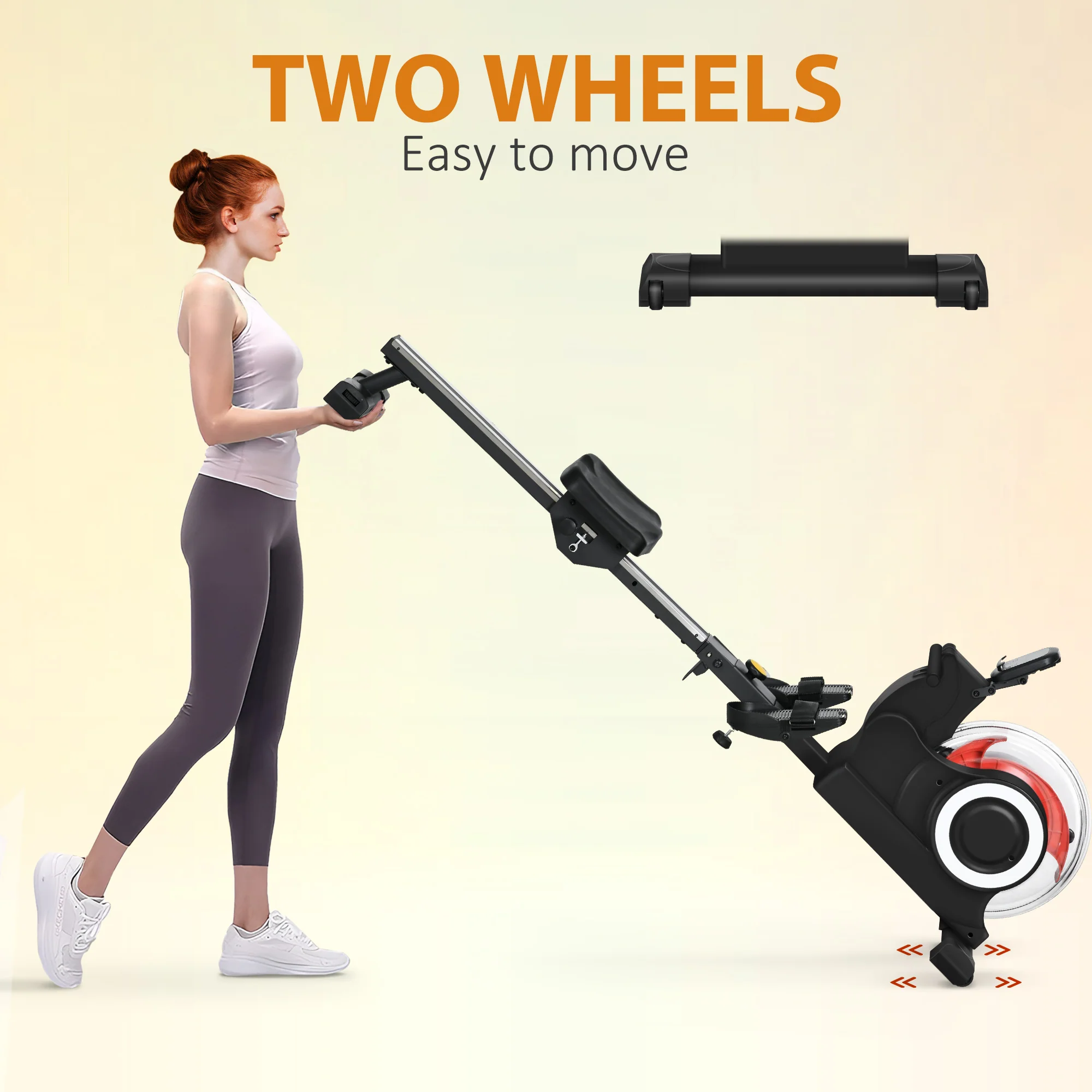 SPORTNOW Foldable Water Rowing Machine with Wheels and LCD Monitor, Black - Image 6