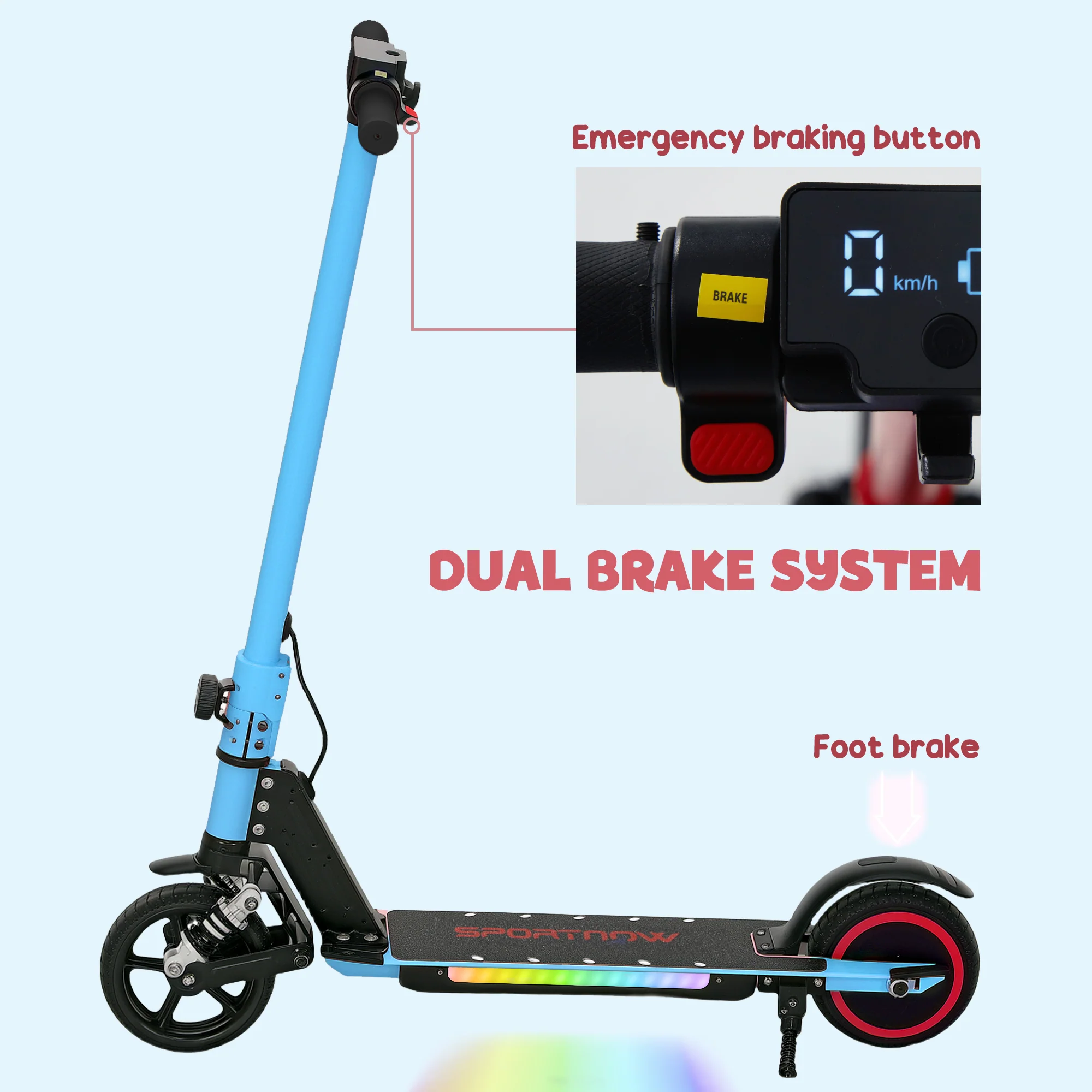 SPORTNOW Folding Electric Scooter W/ LED Lights And Display - Image 13
