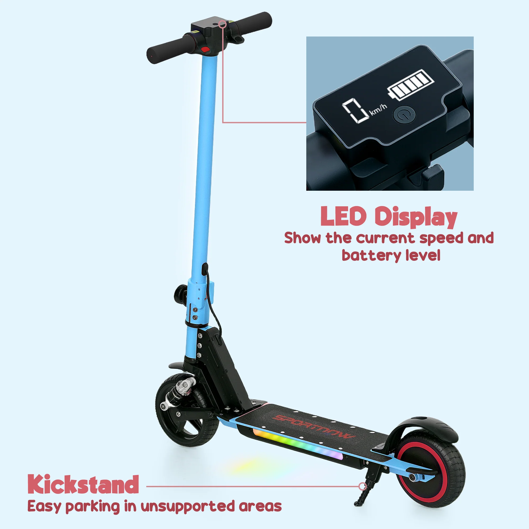 SPORTNOW Folding Electric Scooter W/ LED Lights And Display - Image 18