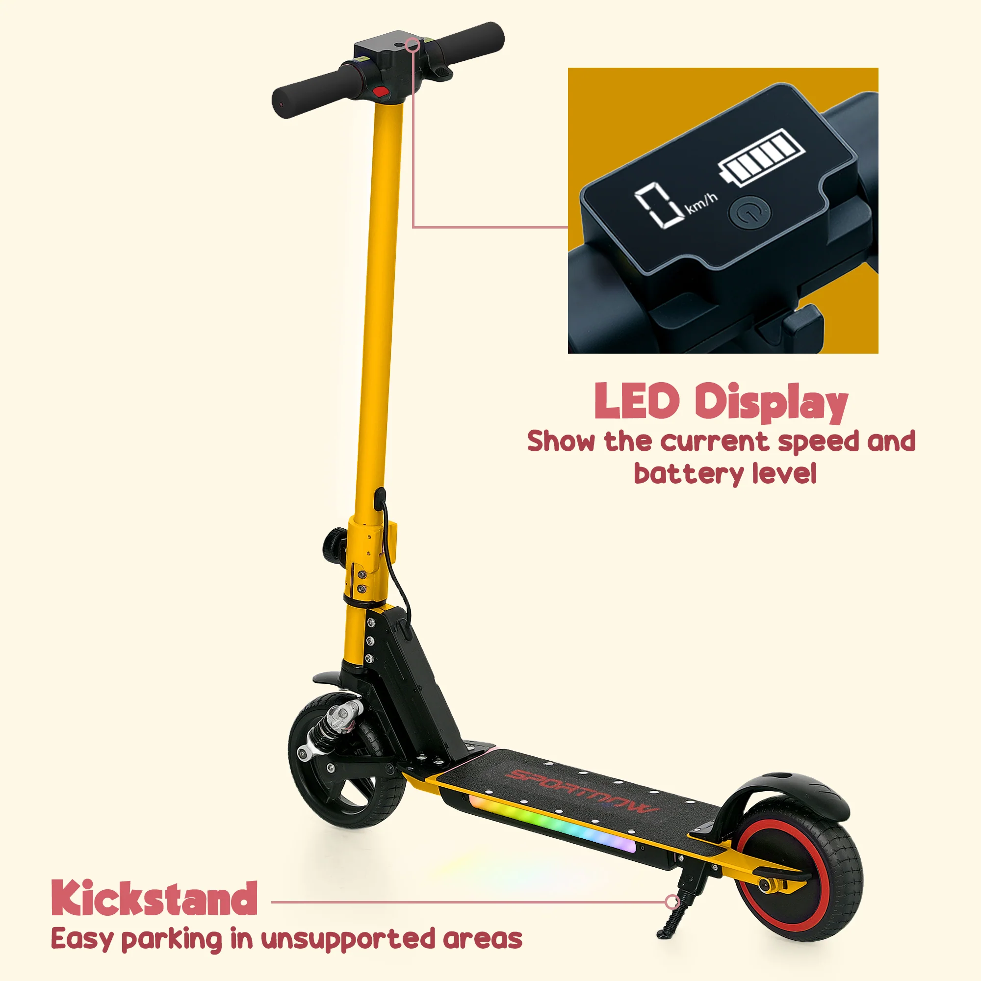 SPORTNOW Folding Electric Scooter W/ LED Lights And Display - Image 27