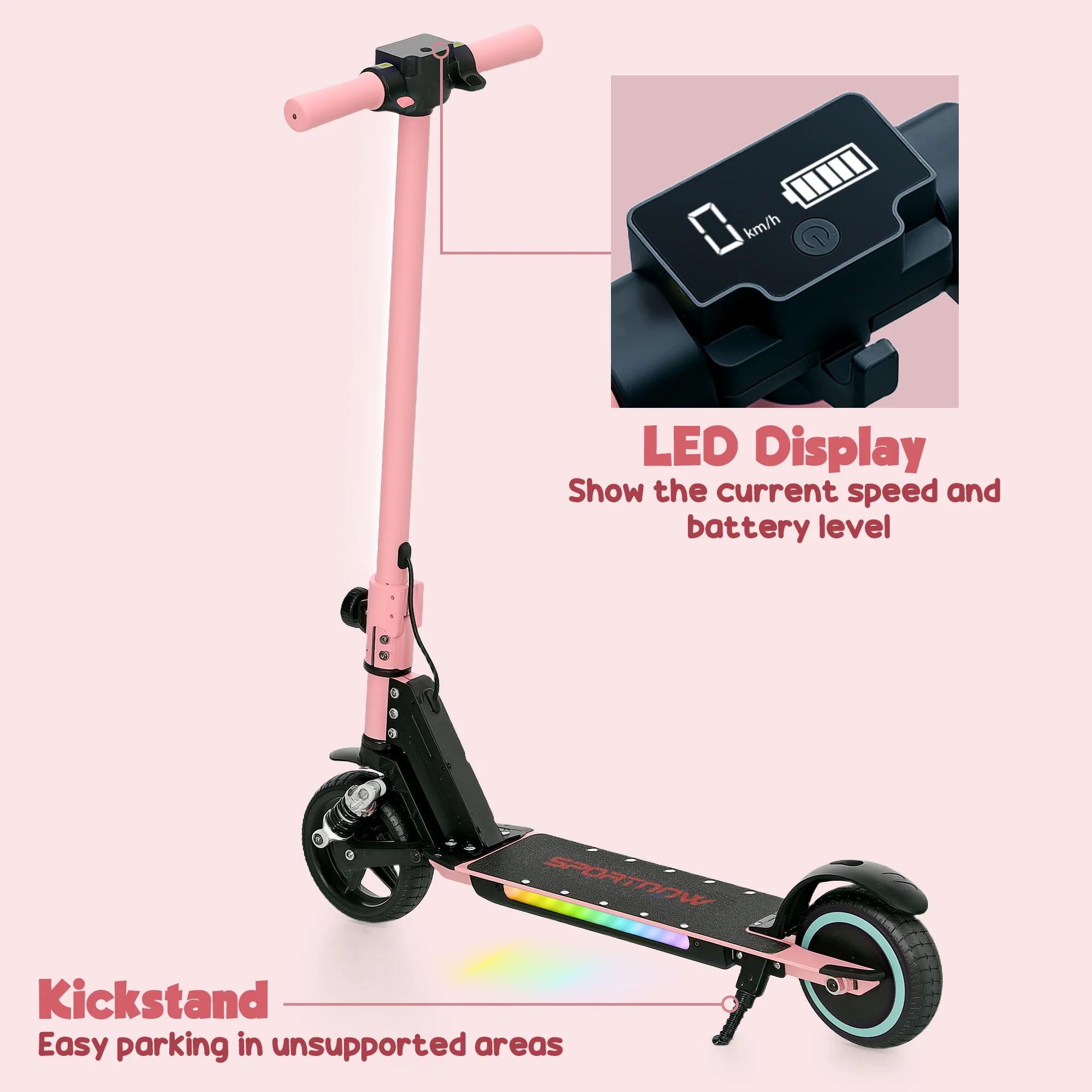 SPORTNOW Folding Electric Scooter W/ LED Lights And Display - Image 36