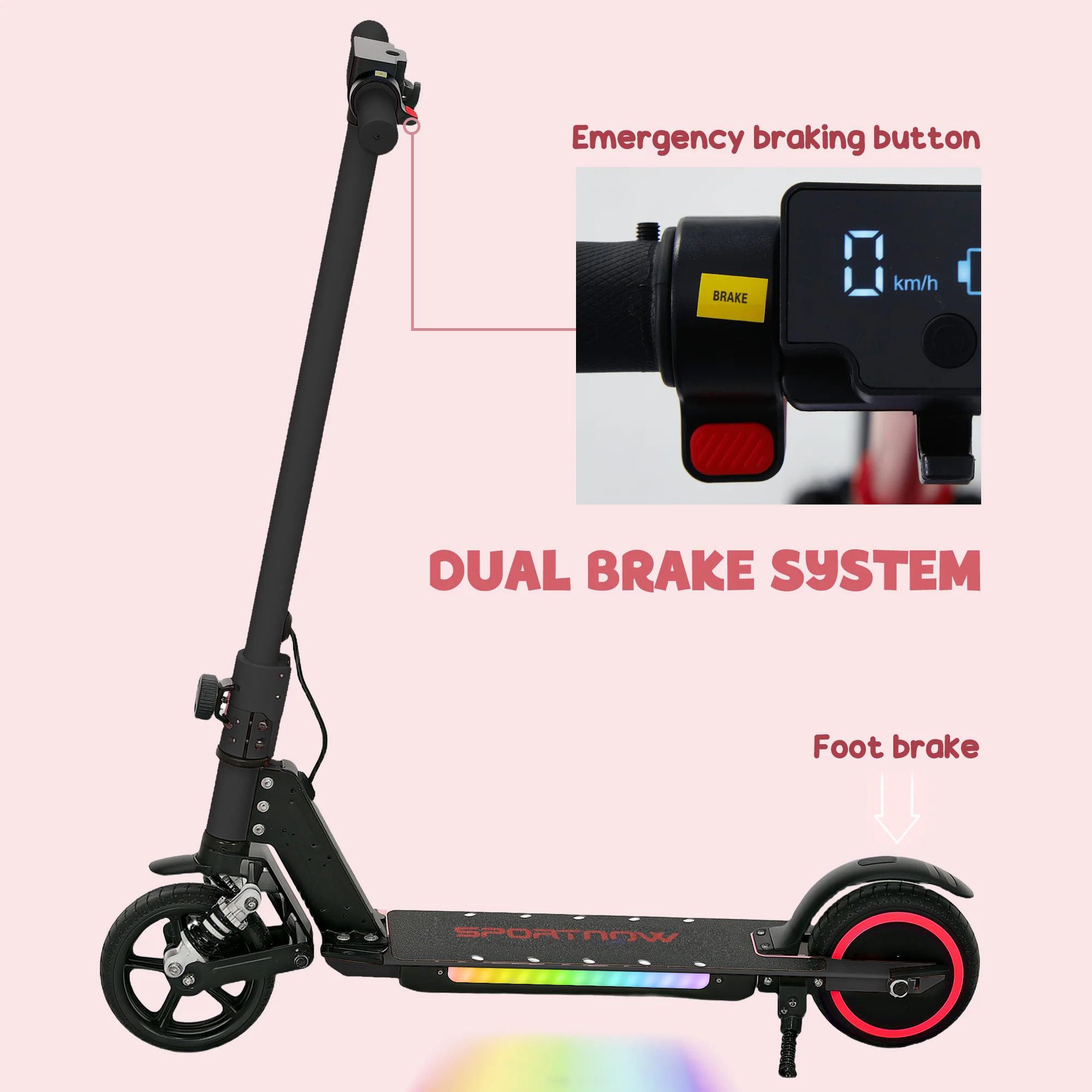 SPORTNOW Folding Electric Scooter W/ LED Lights And Display - Image 4