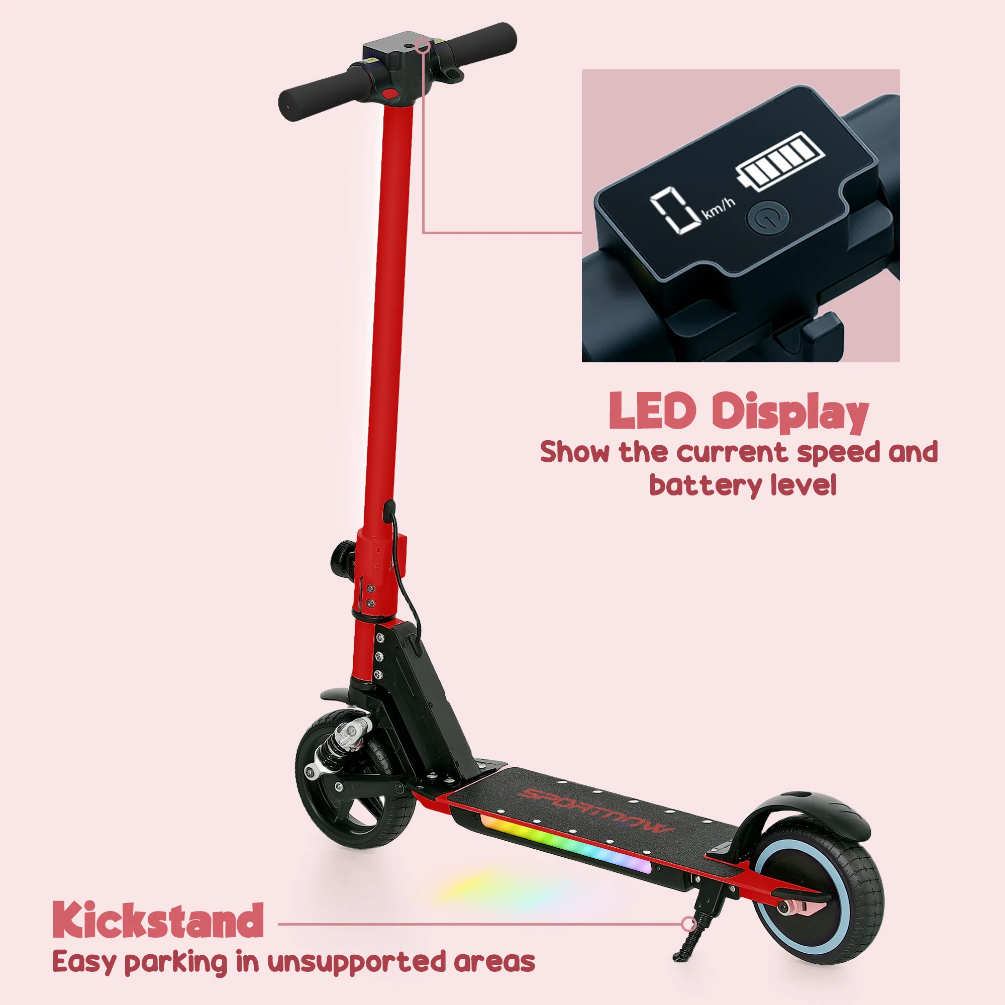 SPORTNOW Folding Electric Scooter W/ LED Lights And Display - Image 45