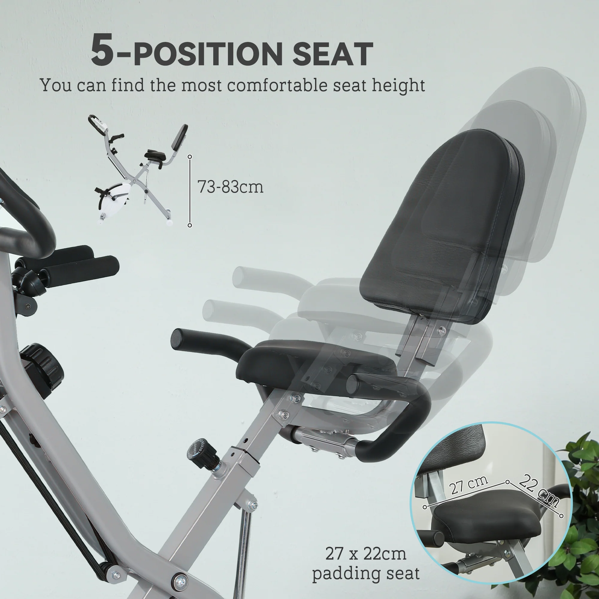 SPORTNOW Folding Exercise Bike With Arm Bands And Hand Pulse Sensor - Image 24
