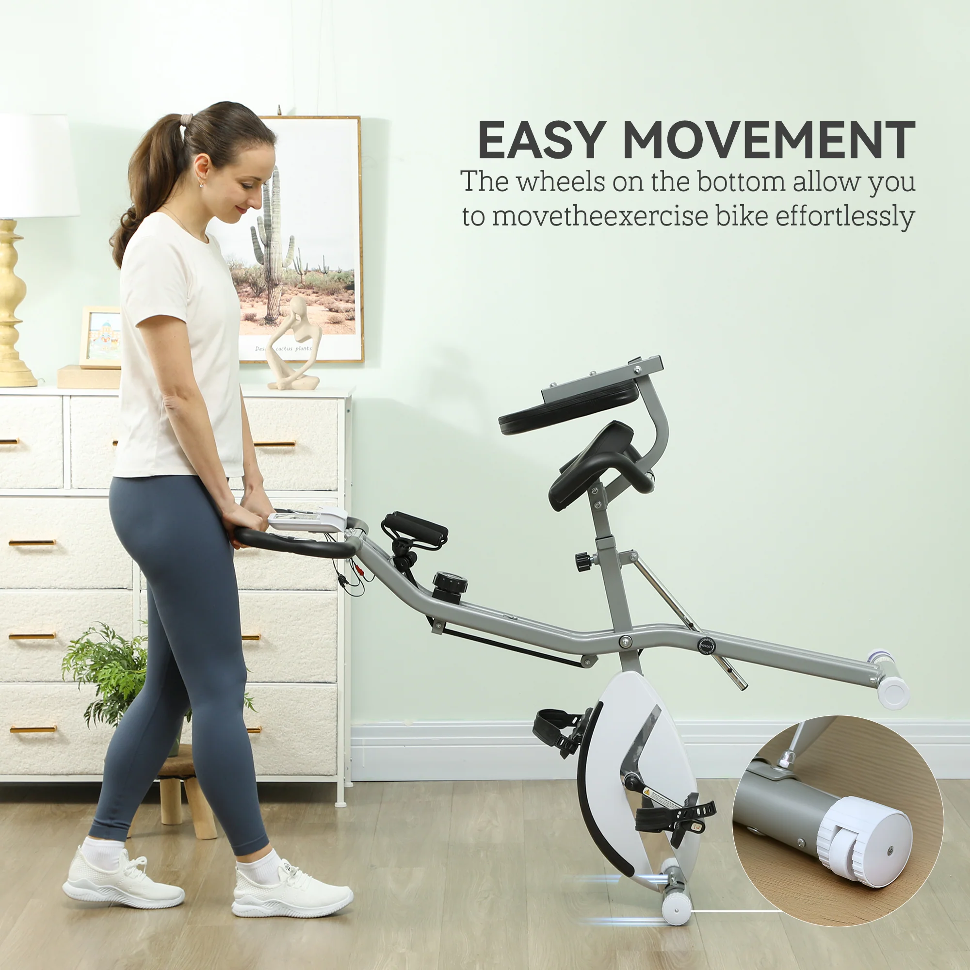 SPORTNOW Folding Exercise Bike With Arm Bands And Hand Pulse Sensor - Image 26