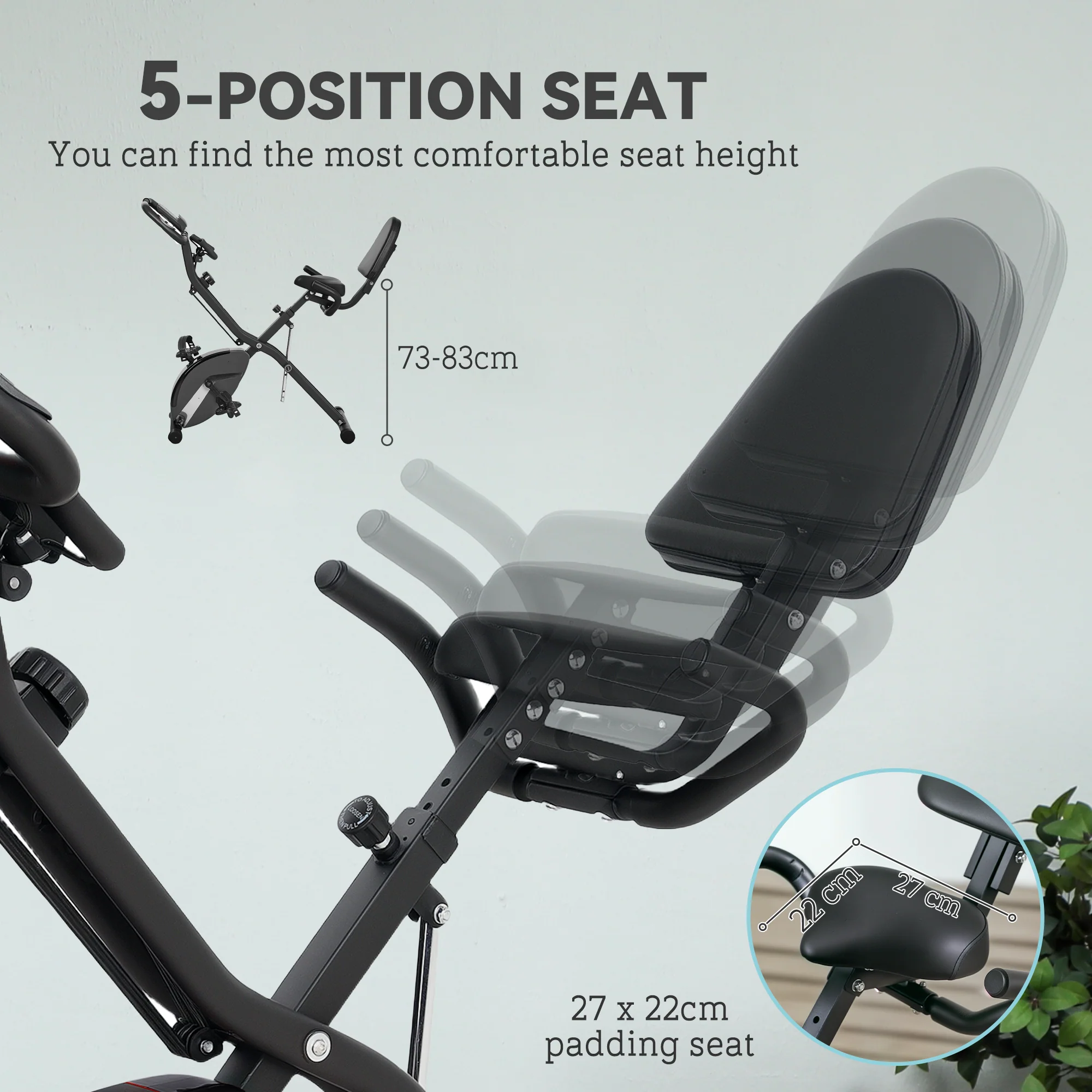 SPORTNOW Folding Exercise Bike With Arm Bands And Hand Pulse Sensor - Image 6