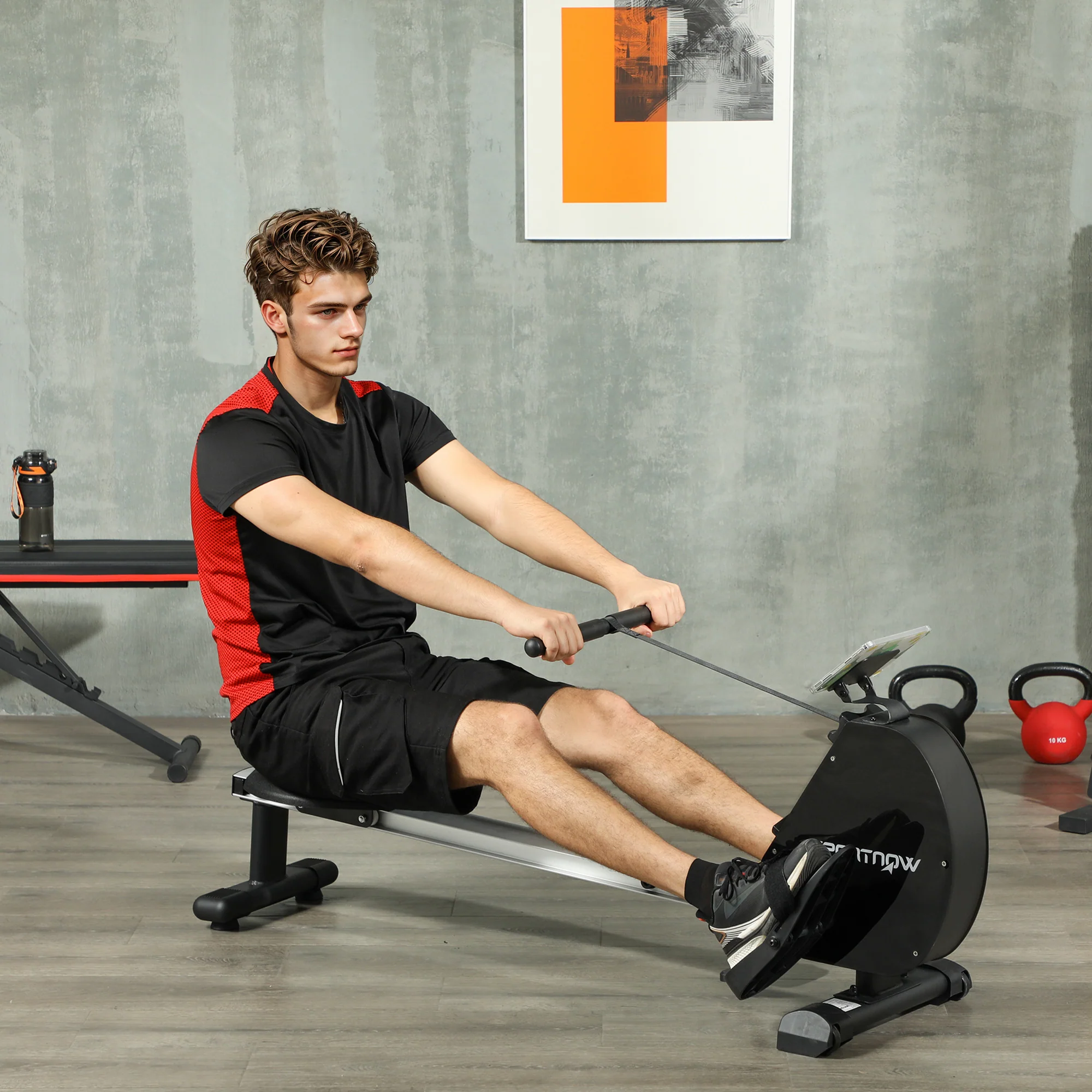 SPORTNOW Folding Magnetic Rowing Machine with Dual Aluminium Slide Rail - Image 2