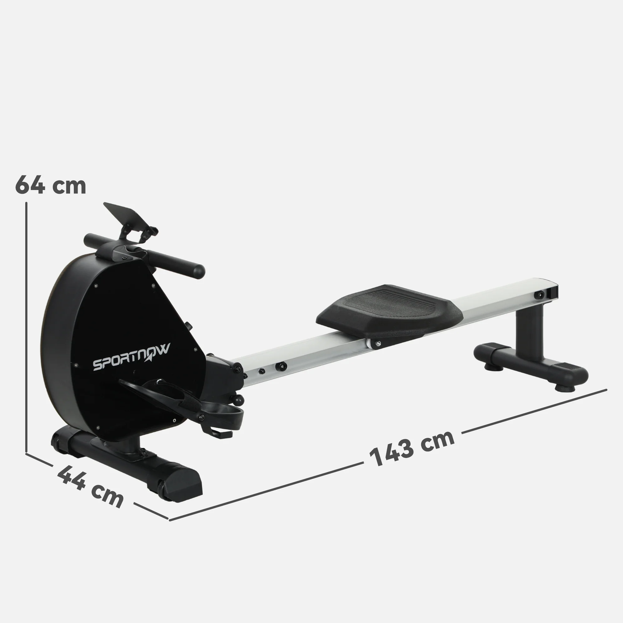 SPORTNOW Folding Magnetic Rowing Machine with Dual Aluminium Slide Rail - Image 5