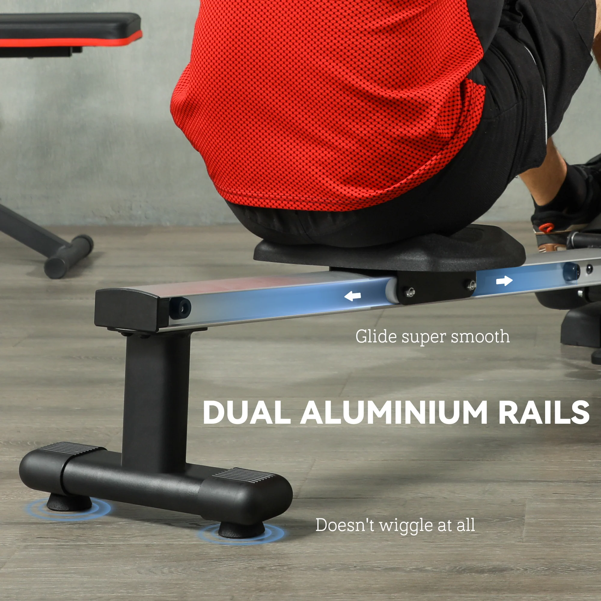 SPORTNOW Folding Magnetic Rowing Machine with Dual Aluminium Slide Rail - Image 6