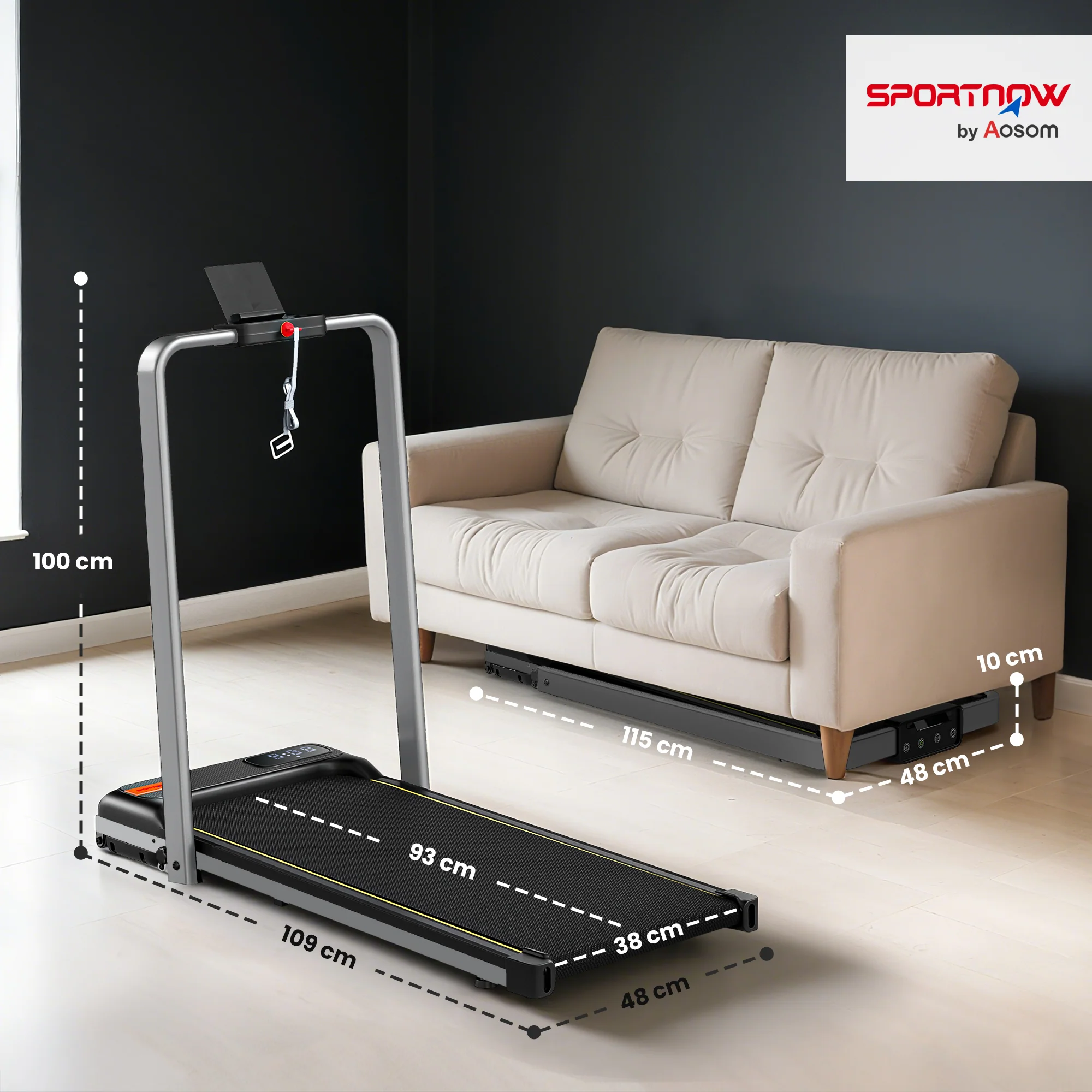SPORTNOW Folding Treadmill Under Desk Walking Pad With Incline - Image 14