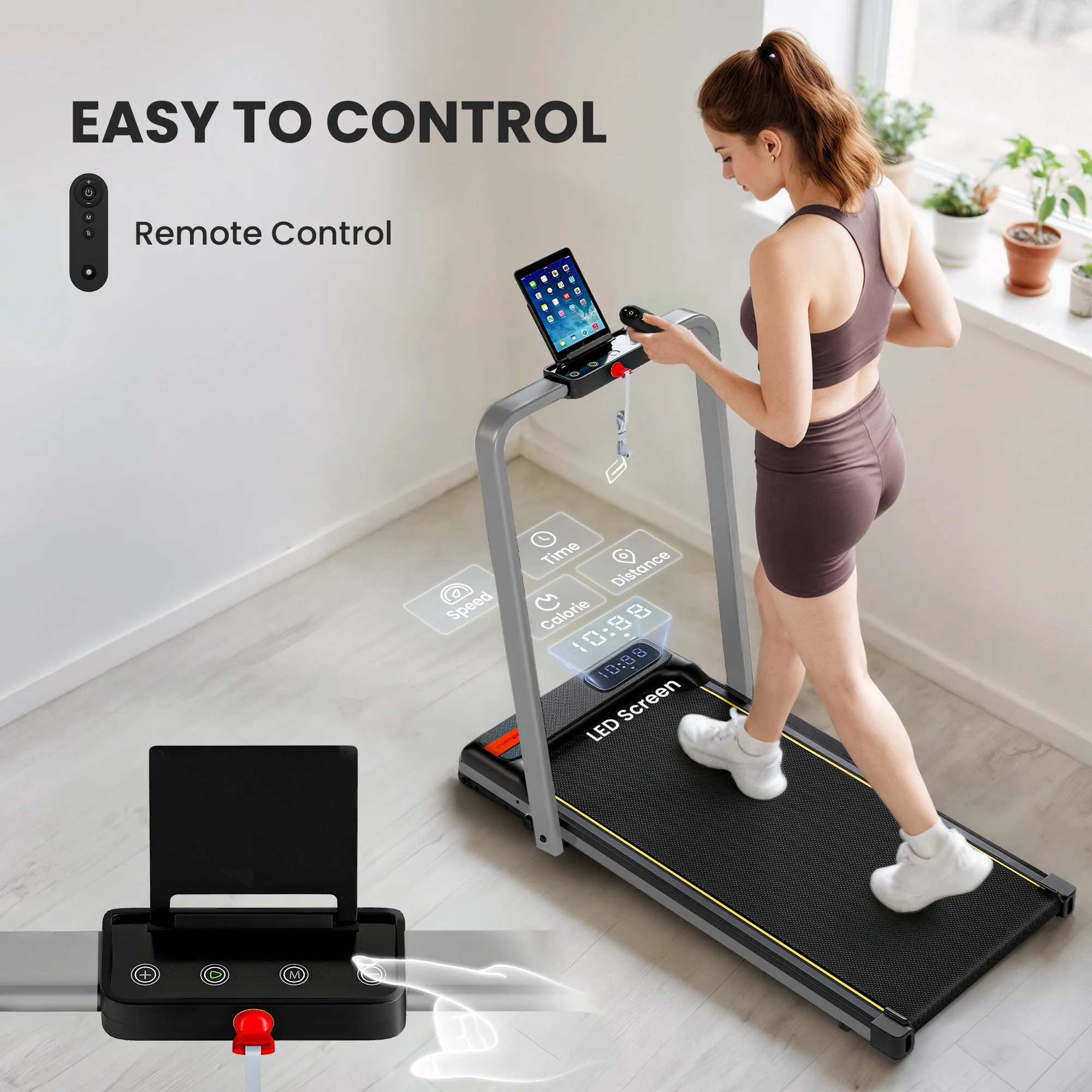 SPORTNOW Folding Treadmill Under Desk Walking Pad With Incline - Image 16