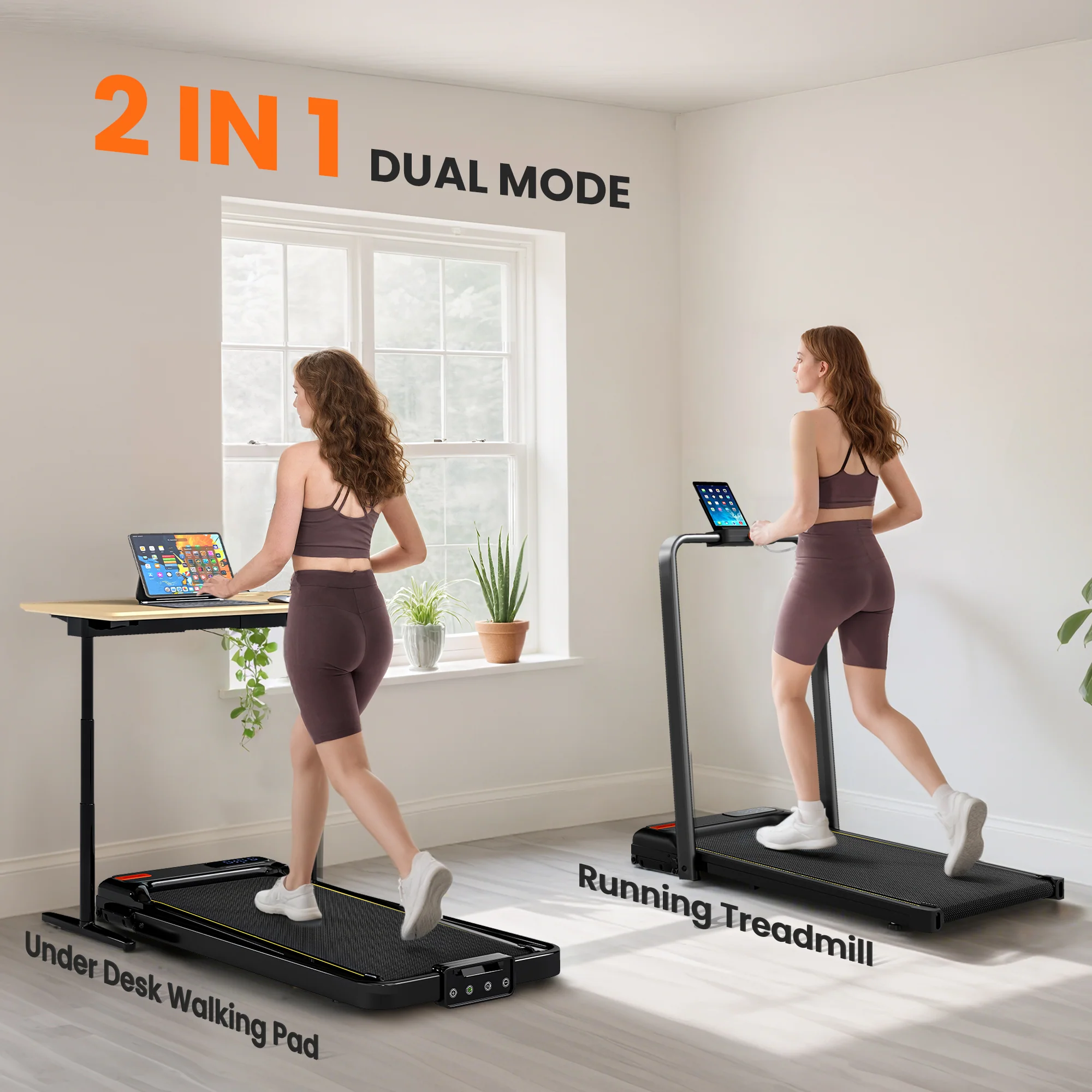 SPORTNOW Folding Treadmill Under Desk Walking Pad With Incline - Image 4