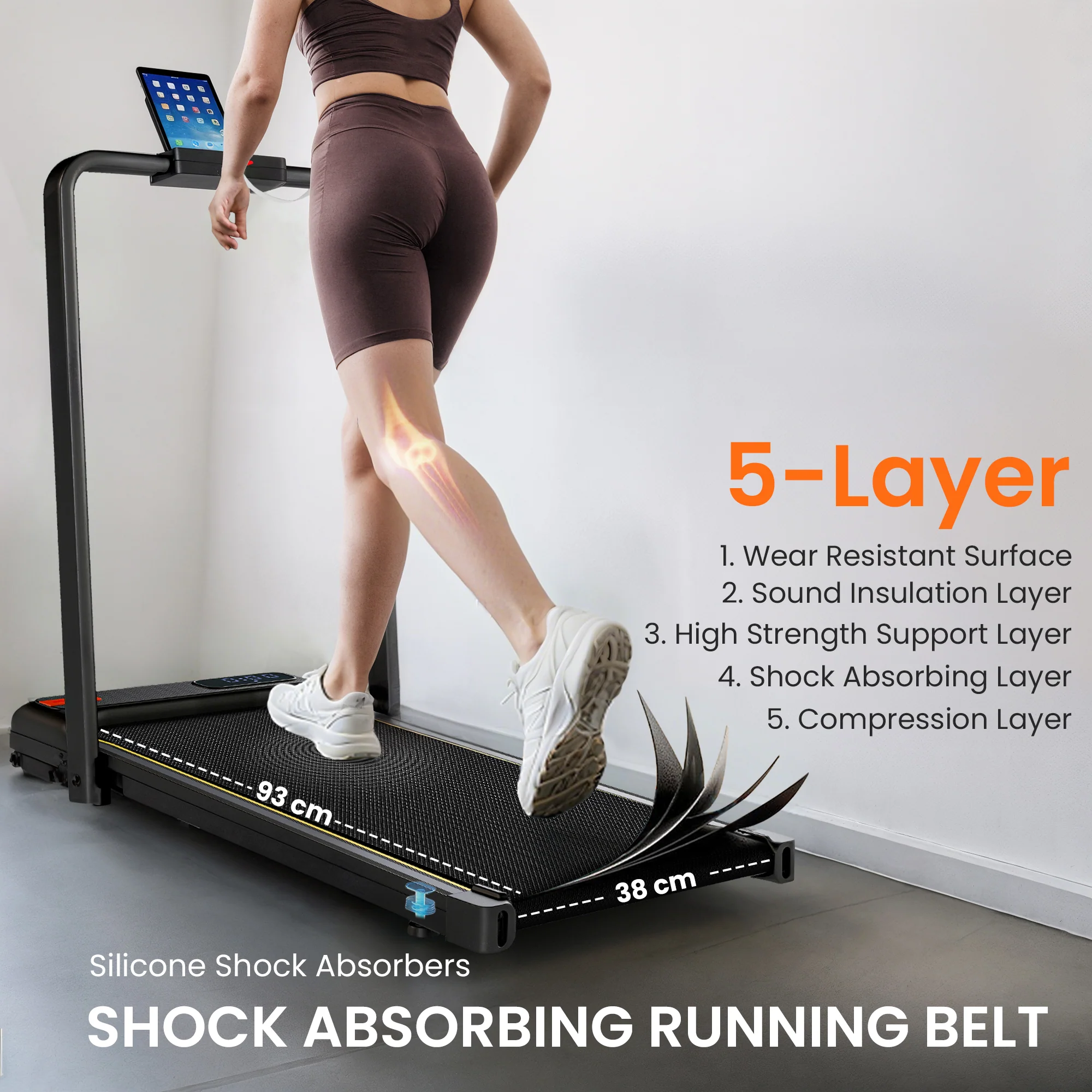 SPORTNOW Folding Treadmill Under Desk Walking Pad With Incline - Image 6