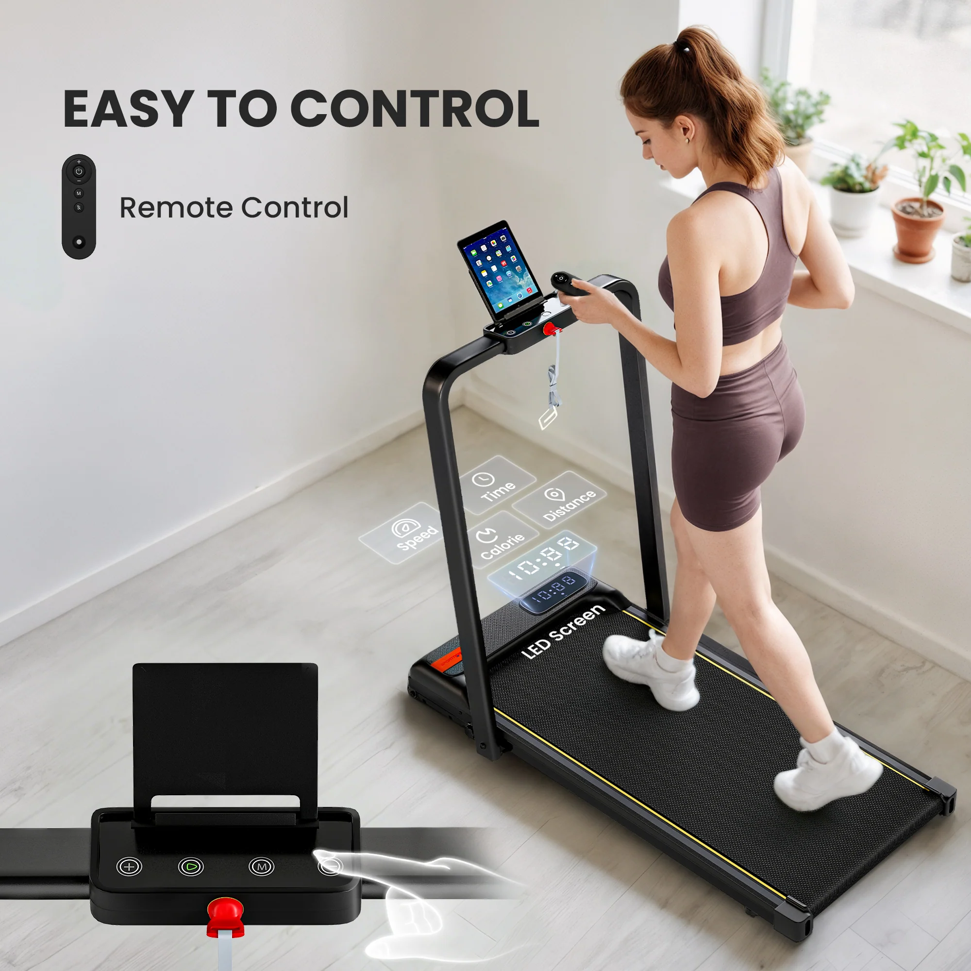 SPORTNOW Folding Treadmill Under Desk Walking Pad With Incline - Image 7