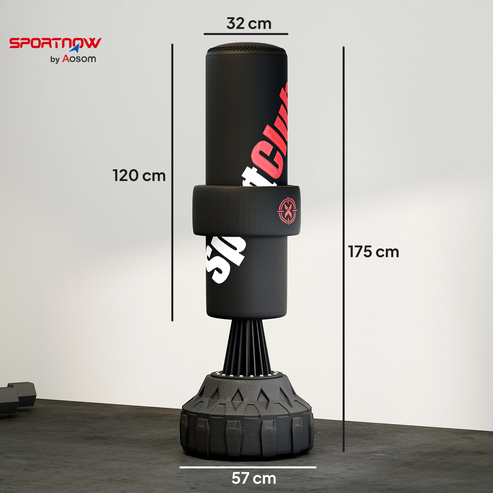 SPORTNOW Freestanding Punching Bag, 175cm Boxing Bag with Stand, Hand Wrap - Image 5