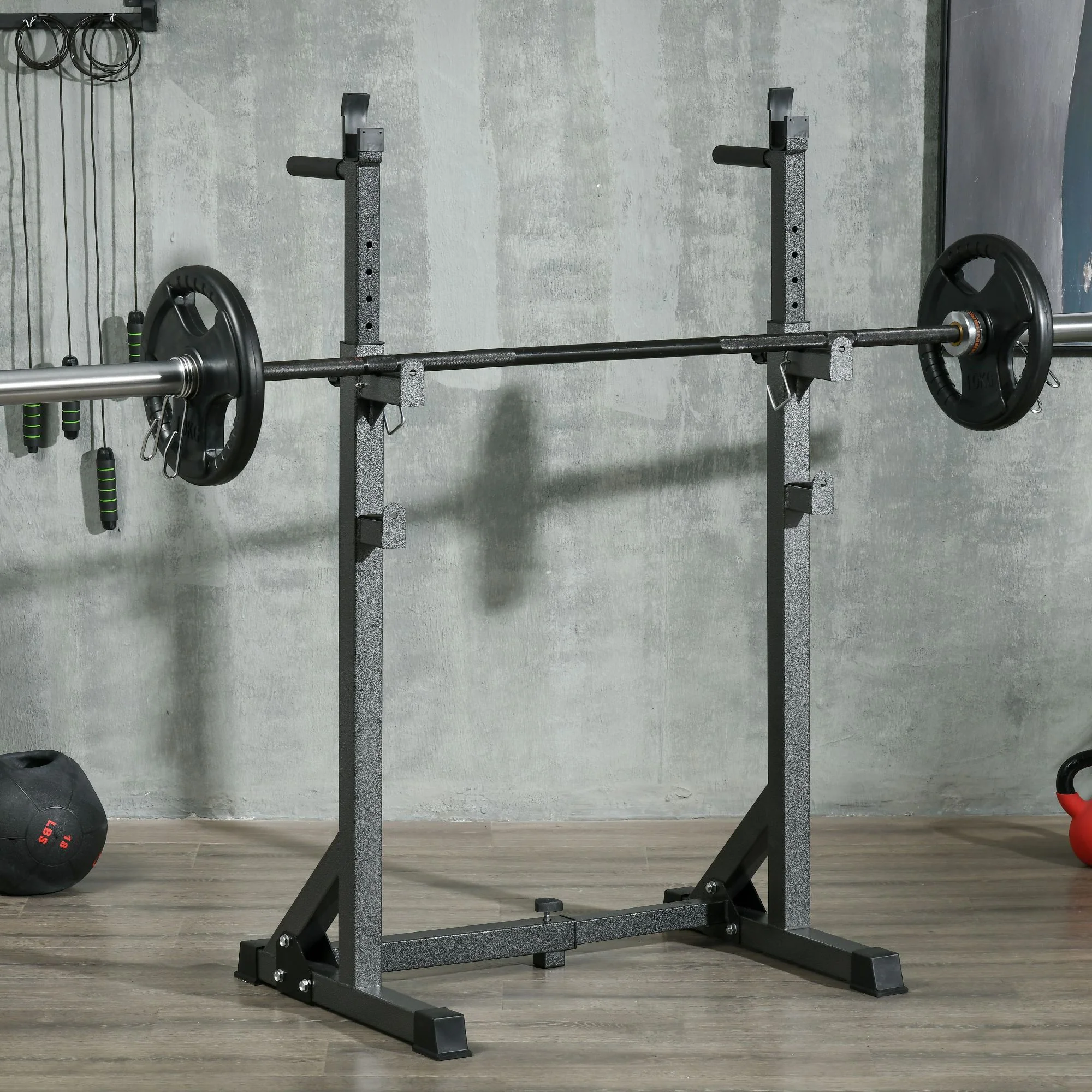 SPORTNOW Heavy Duty Squat Rack, Adjustable Weight Barbell Stand, for Home, Gym - Image 2
