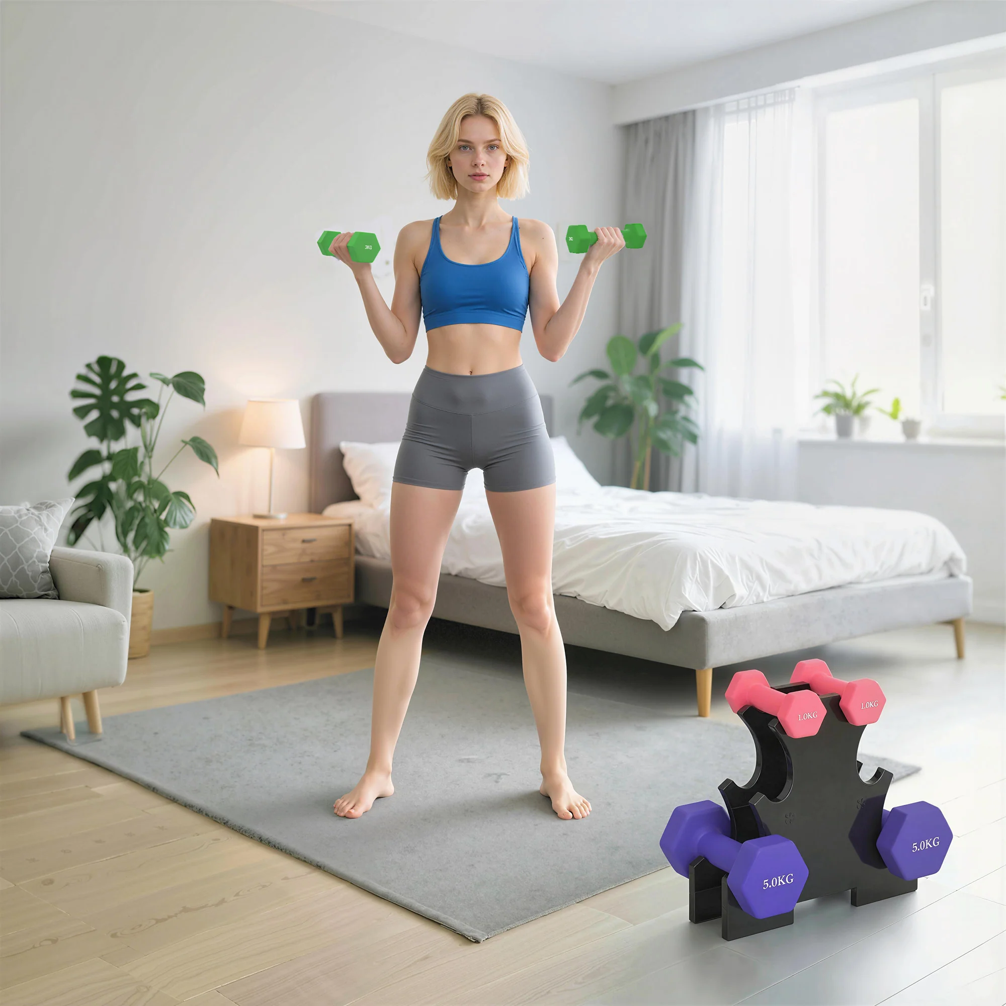 SPORTNOW Hex Dumbbells Set With Dumbbell Rack, 2 X 1kg, 2 X 3kg, 2 X 5kg - Image 7