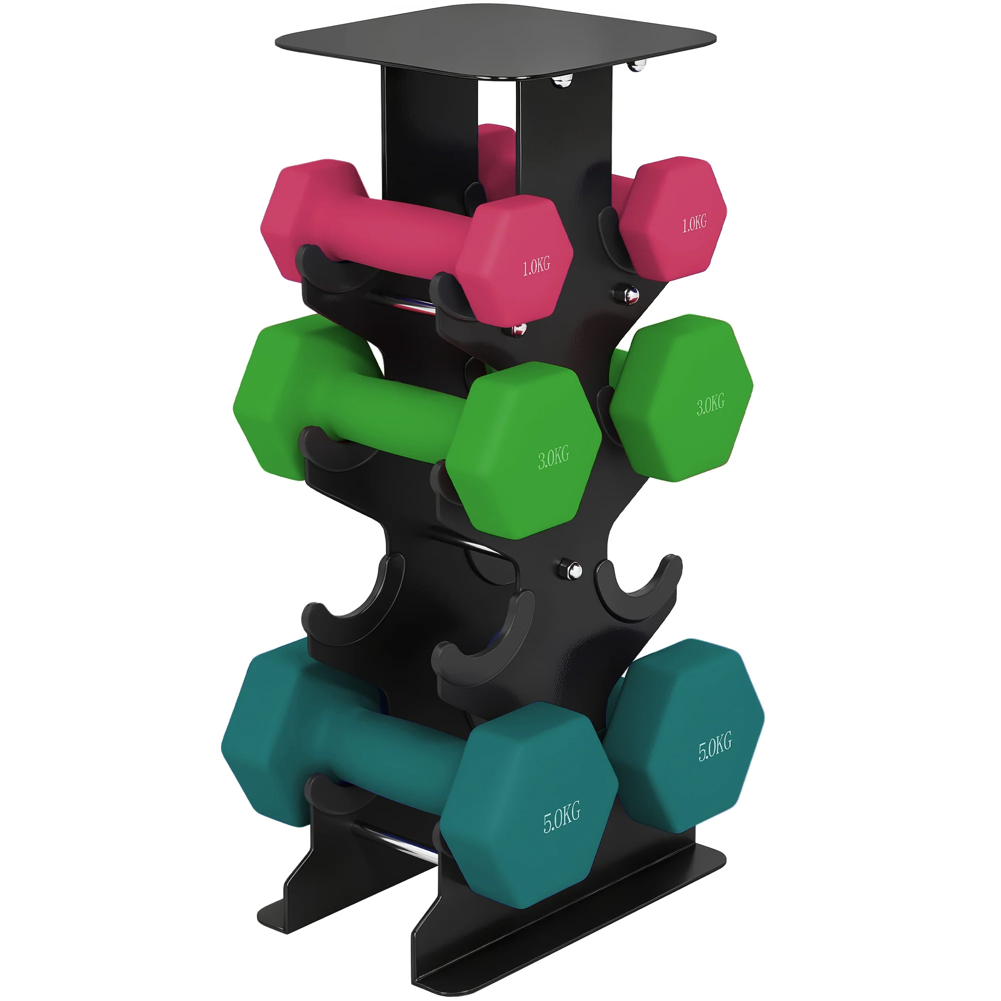 SPORTNOW Hex Dumbbells Set With Dumbbell Rack, 2 X 1kg, 2 X 3kg, 2 X 5kg