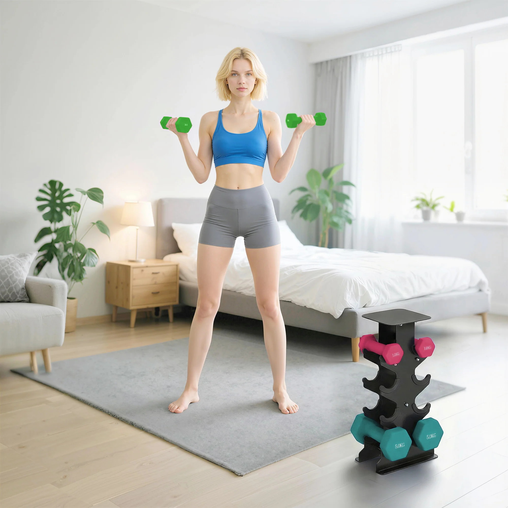 SPORTNOW Hex Dumbbells Set With Dumbbell Rack, 2 X 1kg, 2 X 3kg, 2 X 5kg - Image 8