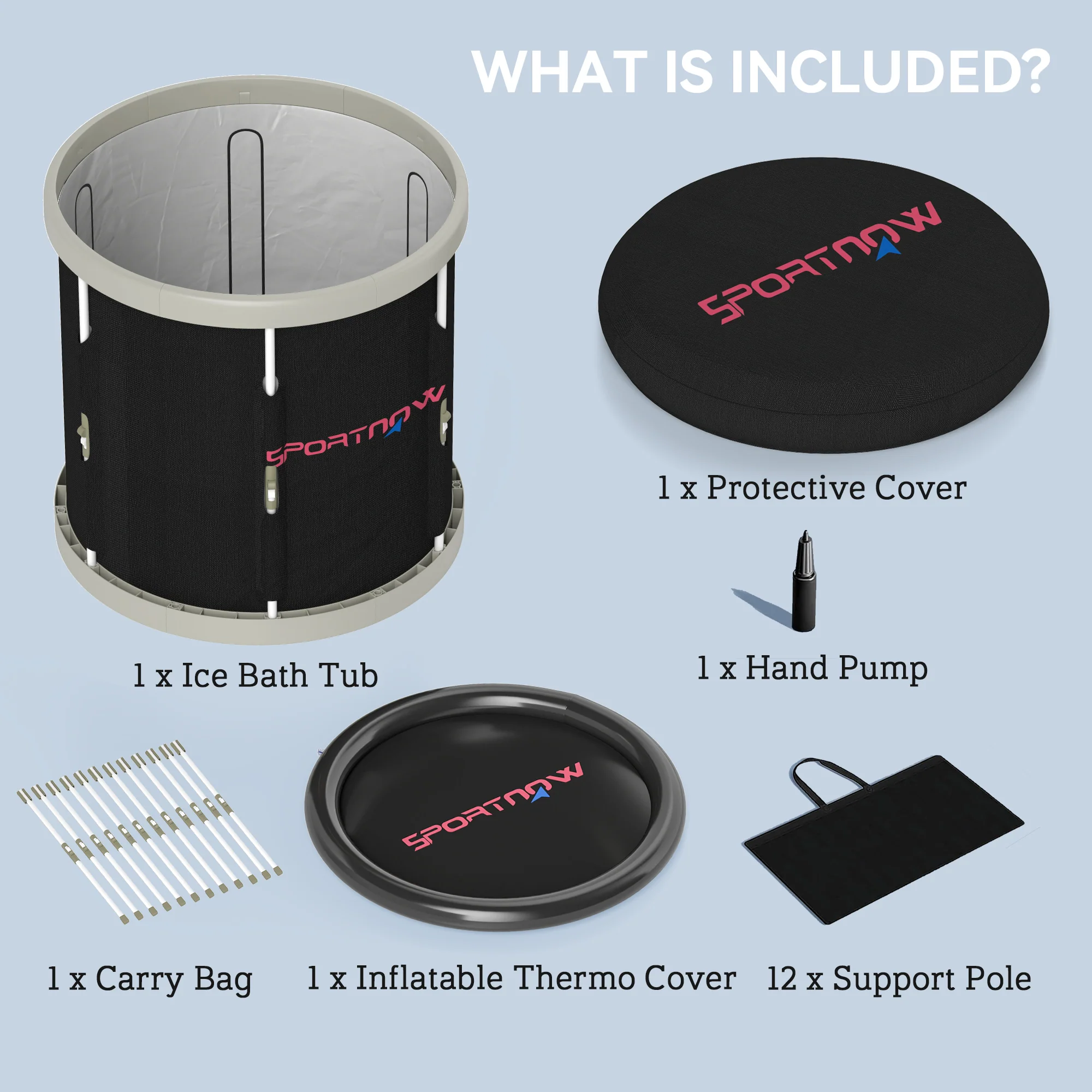 SPORTNOW Ice Bath Tub Outdoor, 210L Portable Cold Water Therapy Tub, Black - Image 9
