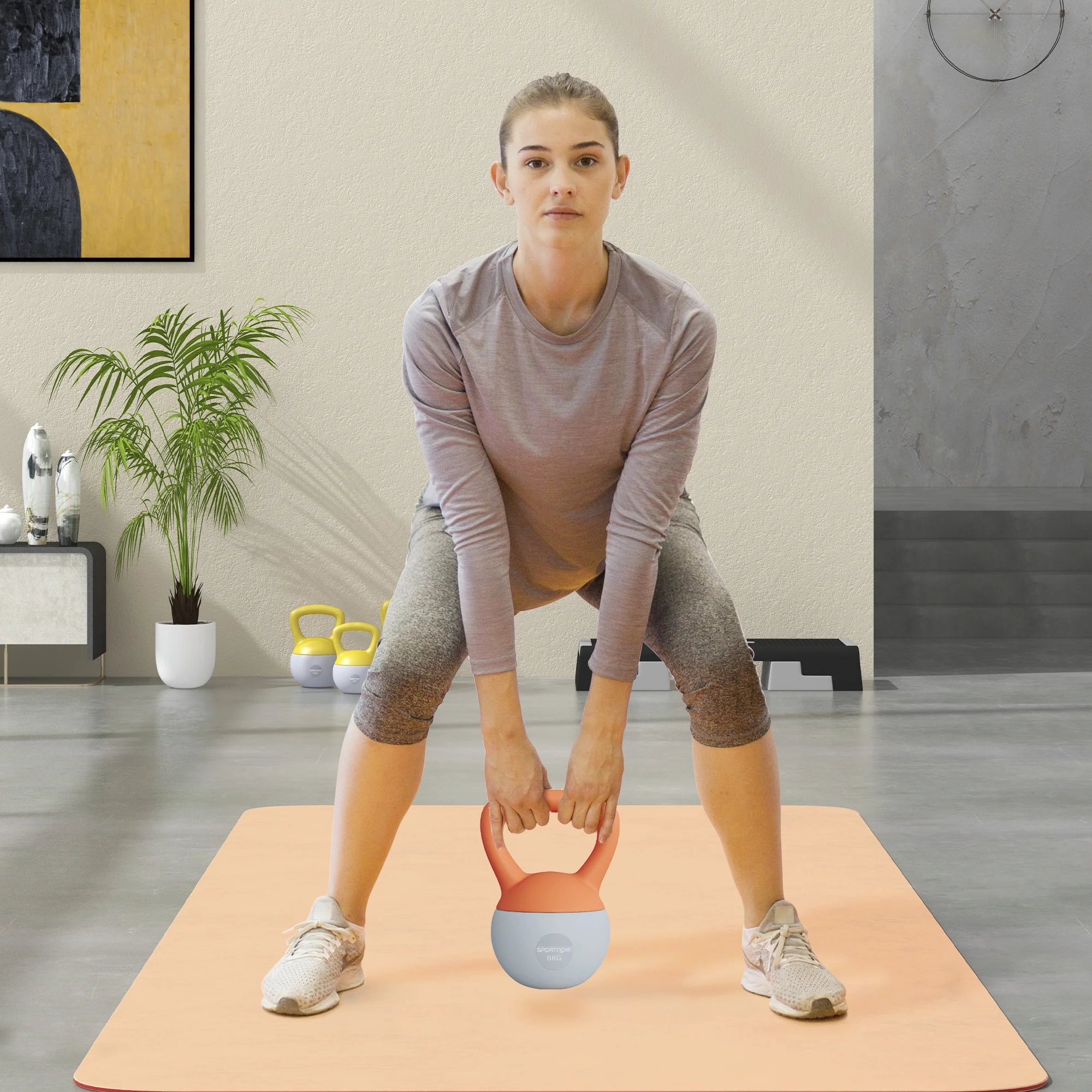 SPORTNOW Kettlebell W/ Soft Body And Non-Slip Handle, Orange And Grey - Image 11