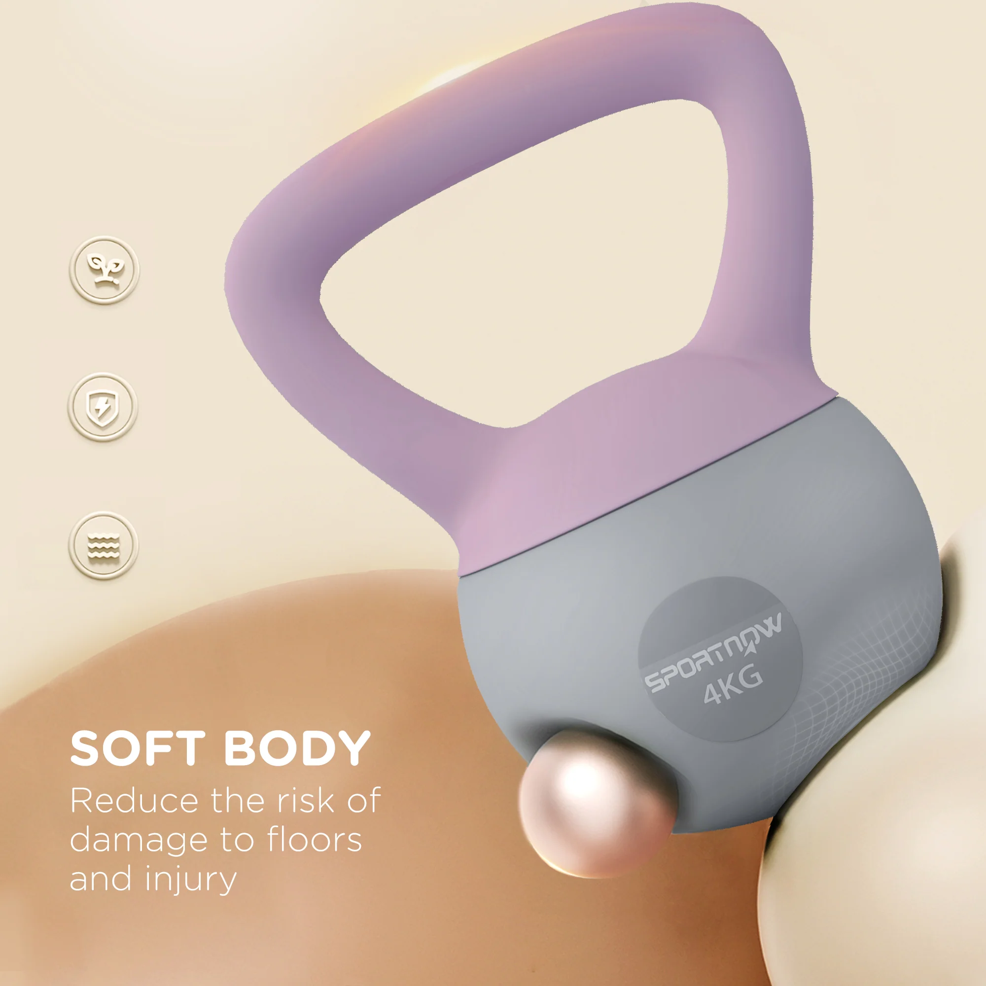 SPORTNOW Kettlebell W/ Soft Body And Non-Slip Handle, Purple And Grey - Image 3