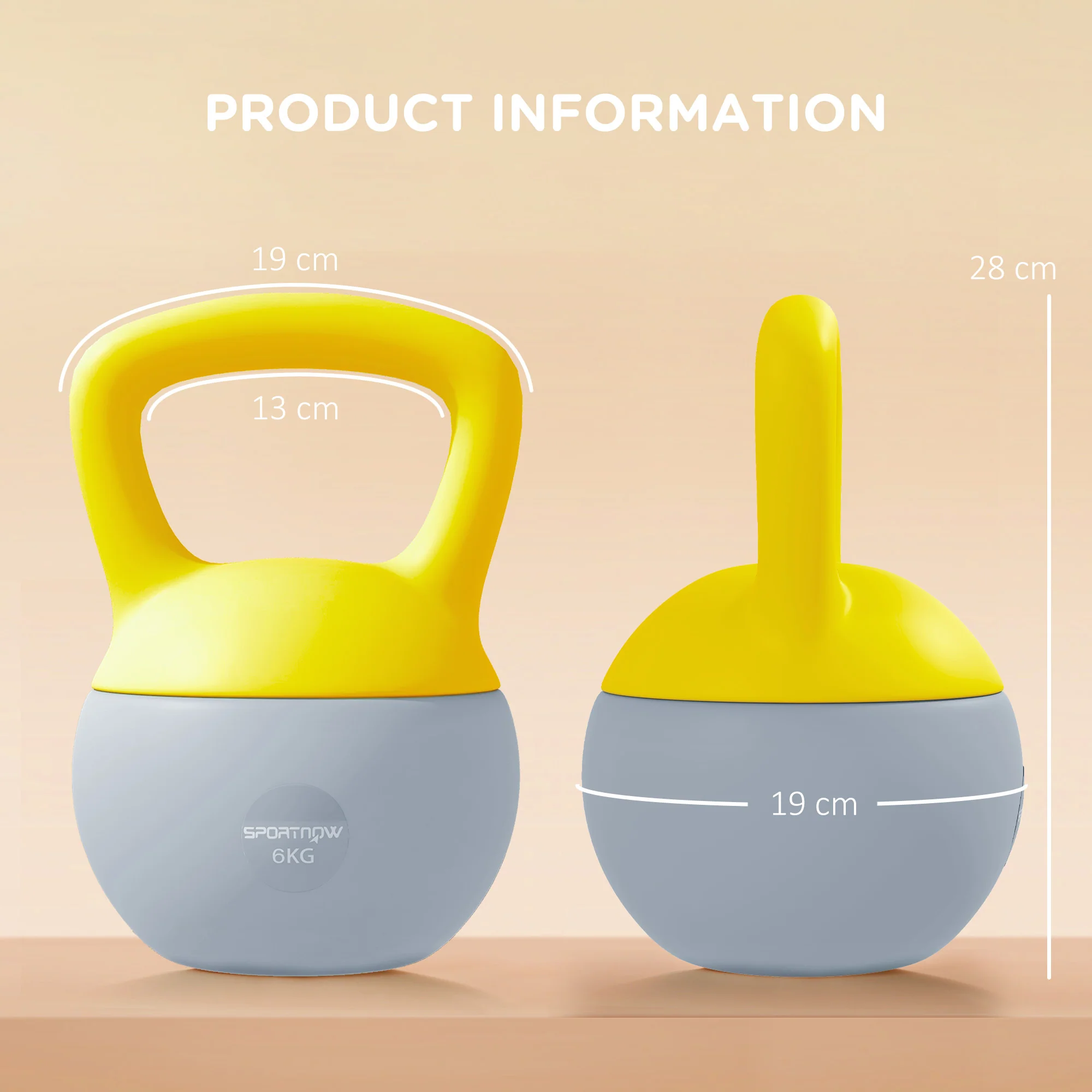 SPORTNOW Kettlebell W/ Soft Body And Non-Slip Handle, Yellow And Grey - Image 14