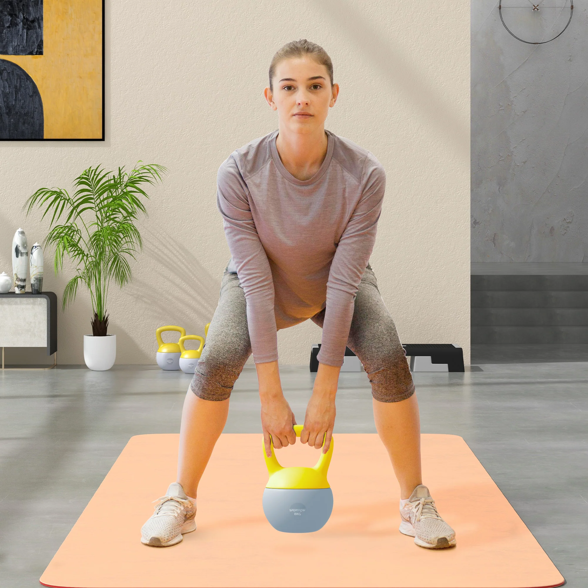 SPORTNOW Kettlebell W/ Soft Body And Non-Slip Handle, Yellow And Grey - Image 20