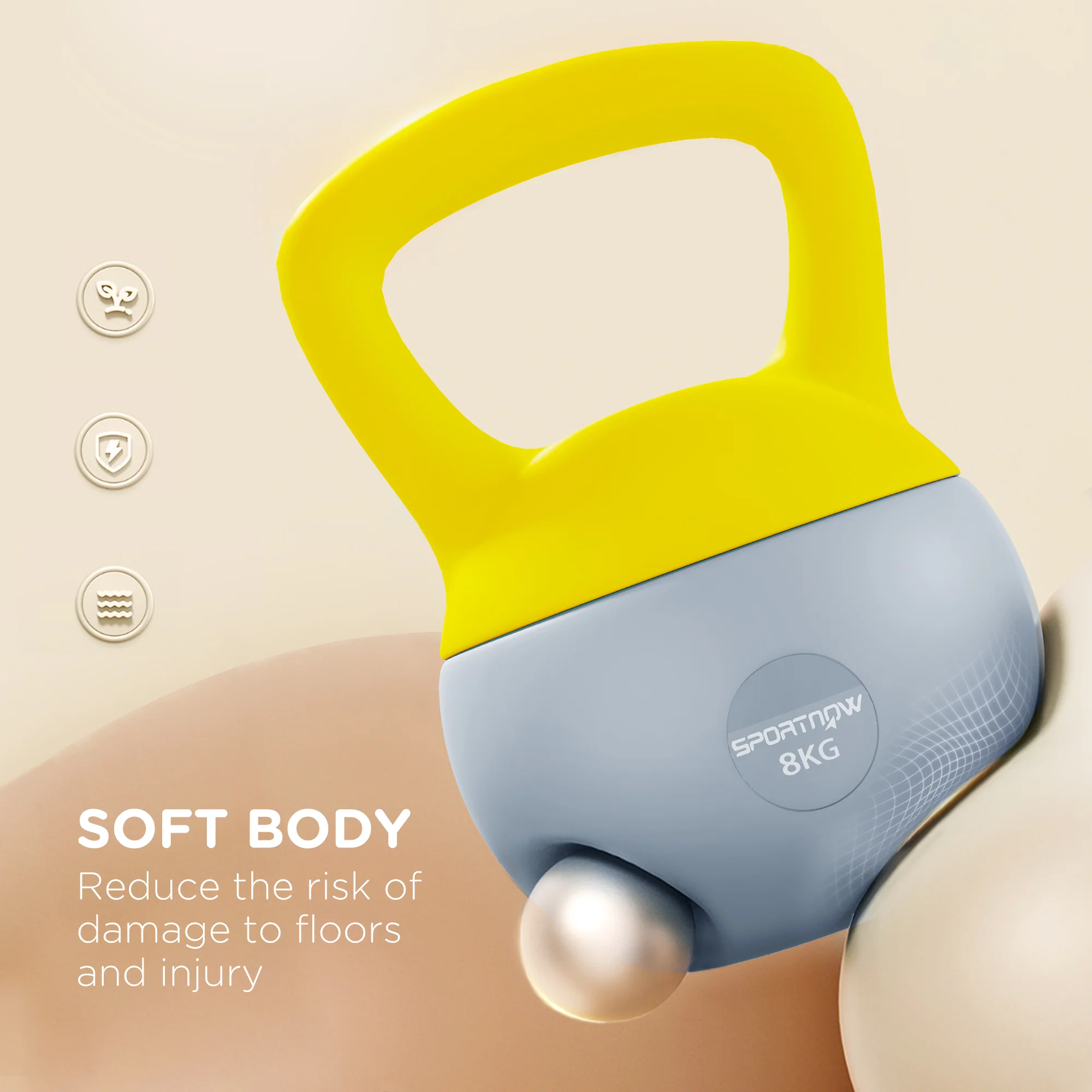 SPORTNOW Kettlebell W/ Soft Body And Non-Slip Handle, Yellow And Grey - Image 21