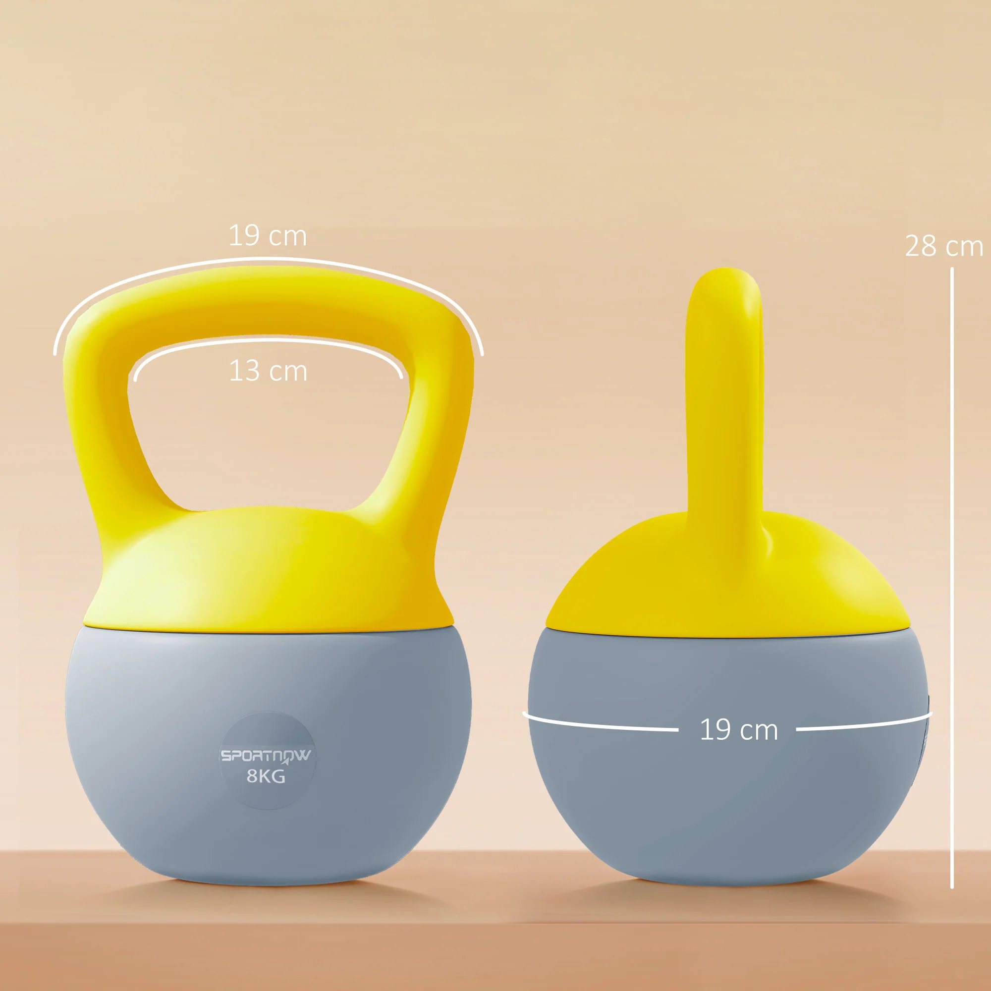 SPORTNOW Kettlebell W/ Soft Body And Non-Slip Handle, Yellow And Grey - Image 23