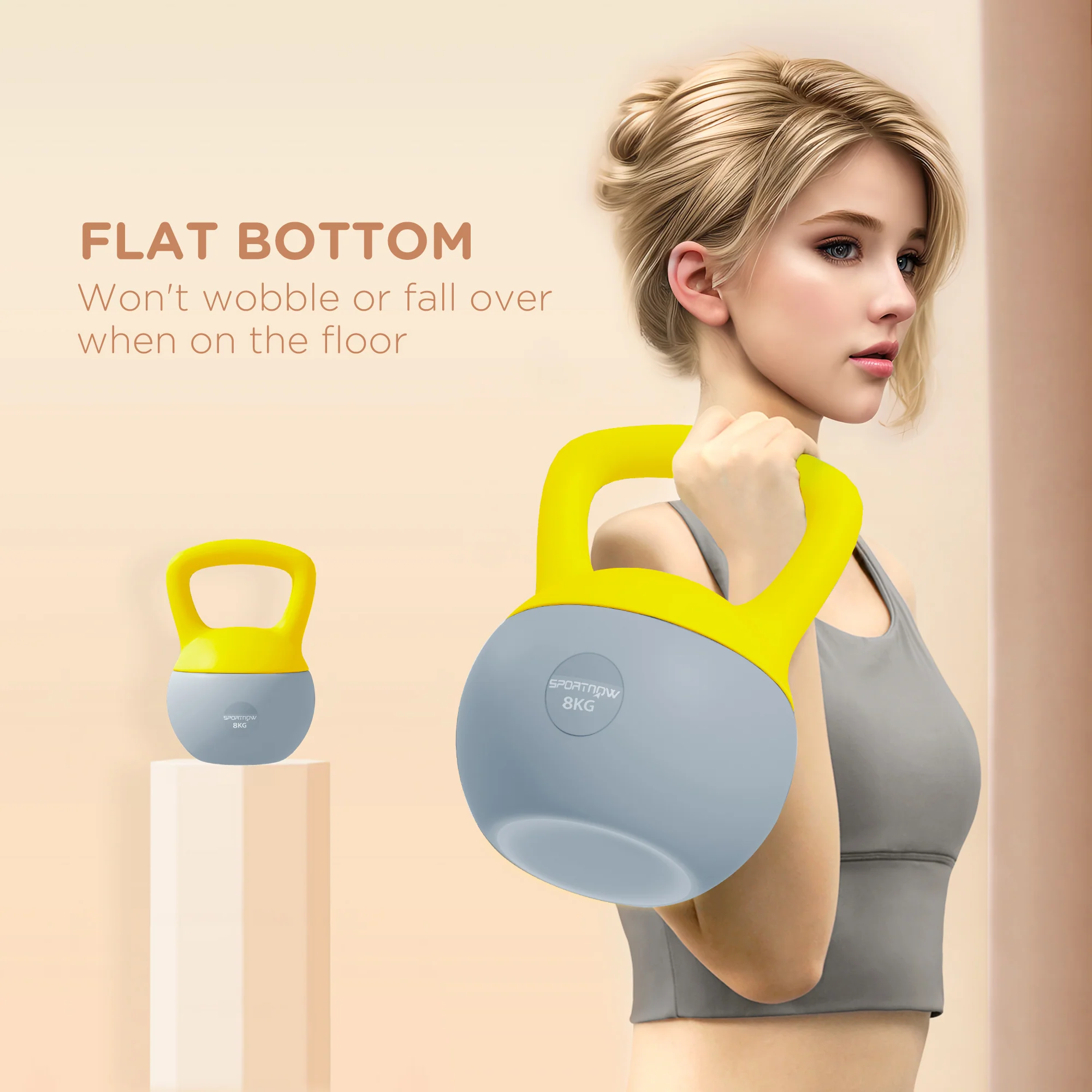 SPORTNOW Kettlebell W/ Soft Body And Non-Slip Handle, Yellow And Grey - Image 24