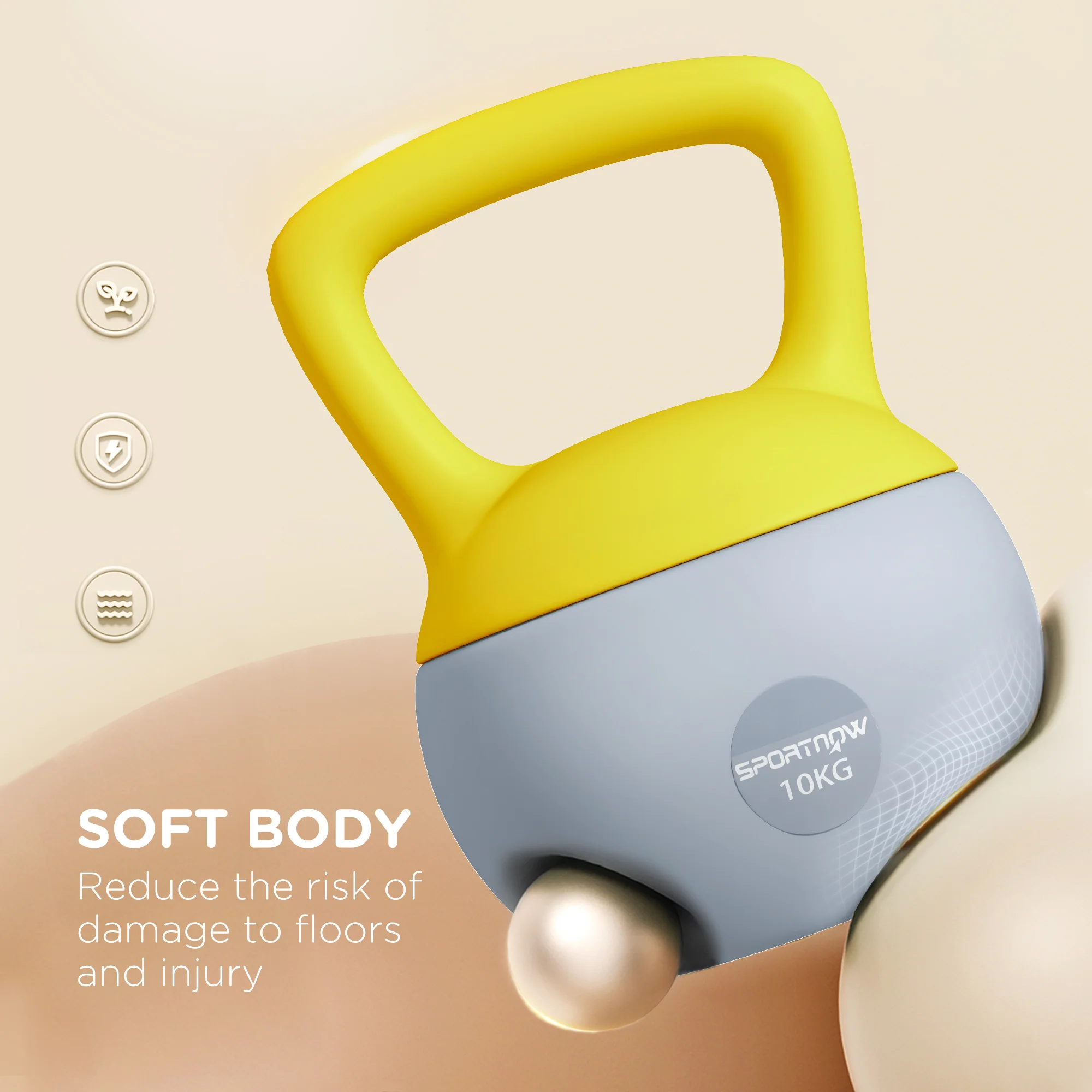 SPORTNOW Kettlebell W/ Soft Body And Non-Slip Handle, Yellow And Grey - Image 30